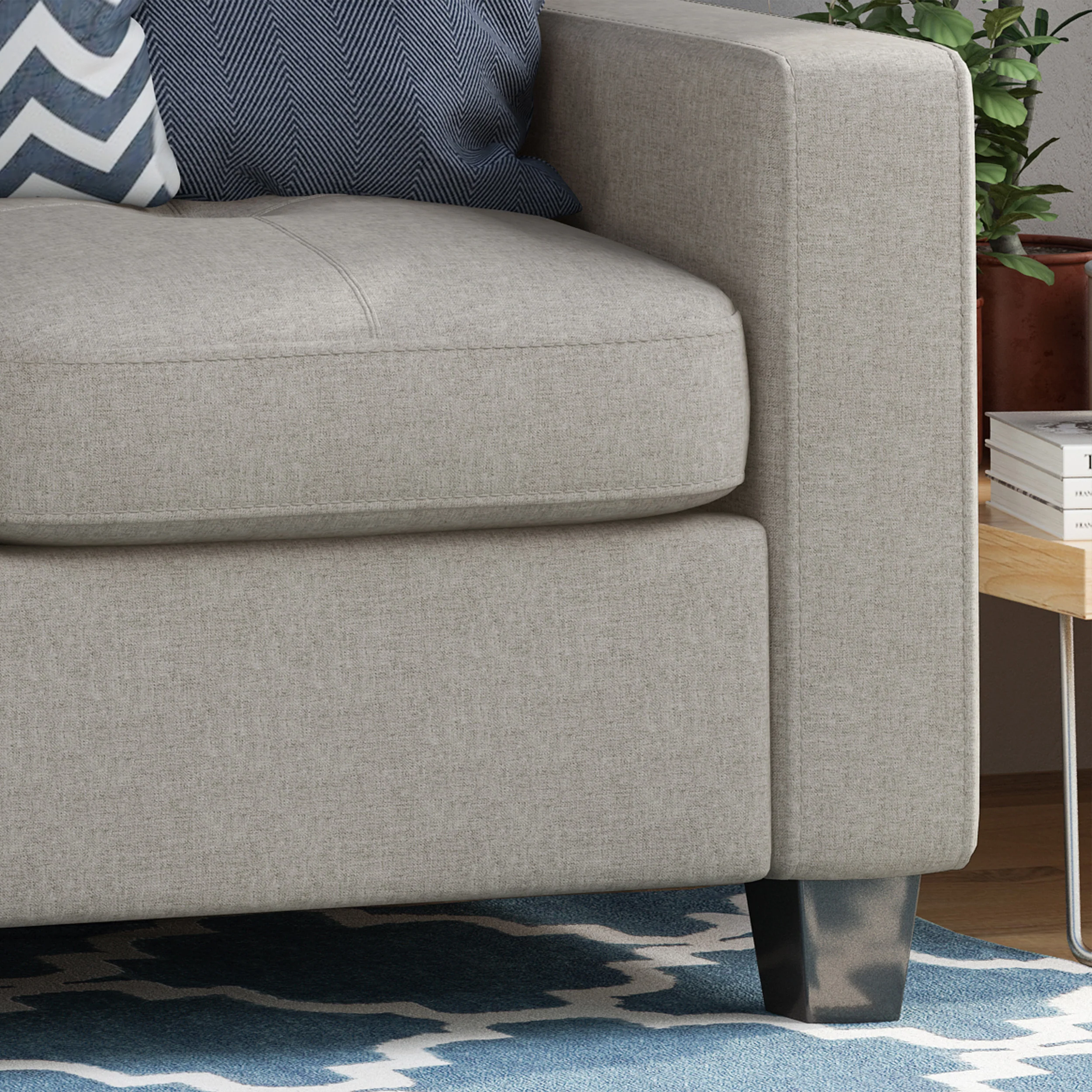 Viviana Three Seater Sofa with Wood Legs - furnishings