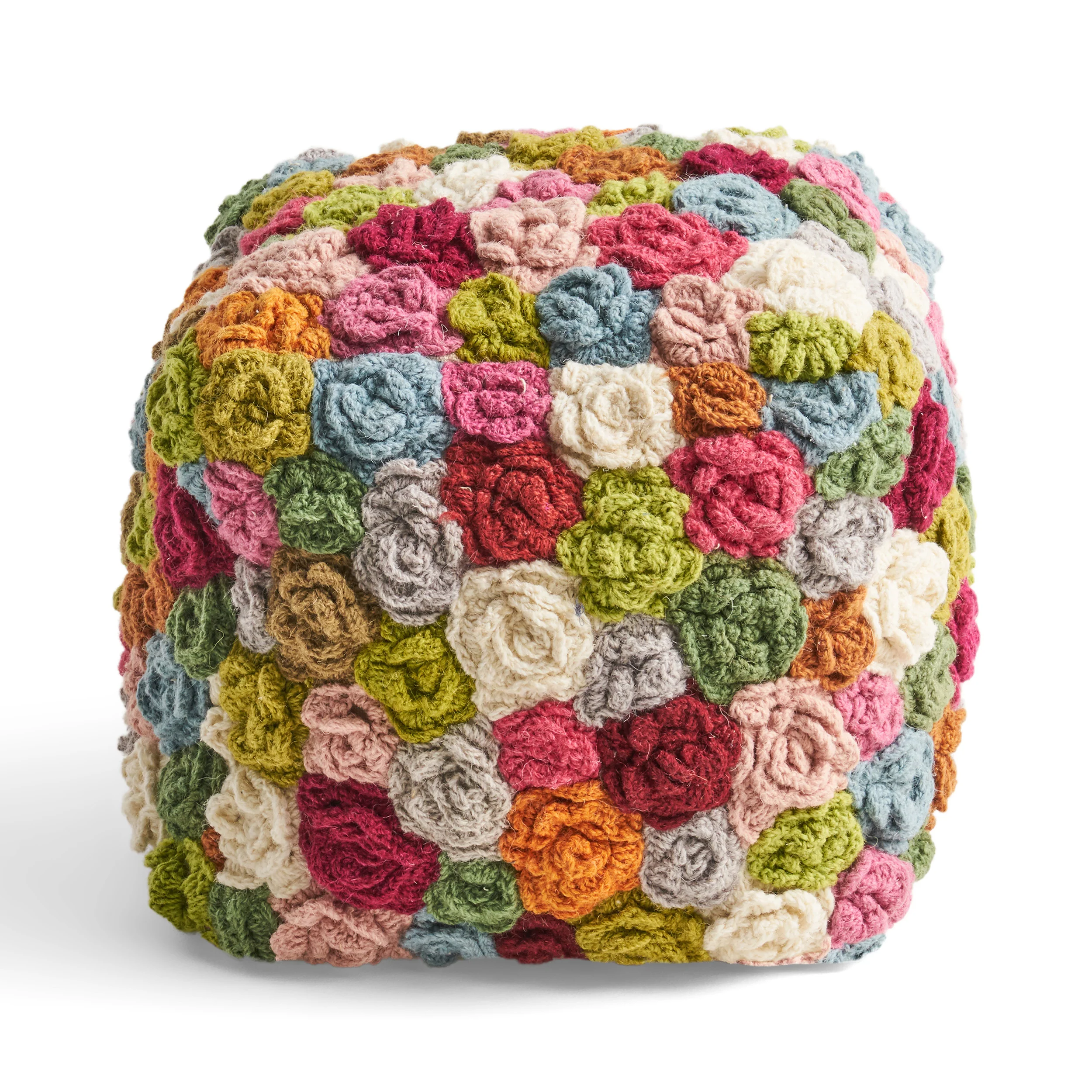Ellyanna Boho Wool Ottoman Pouf - furnishings