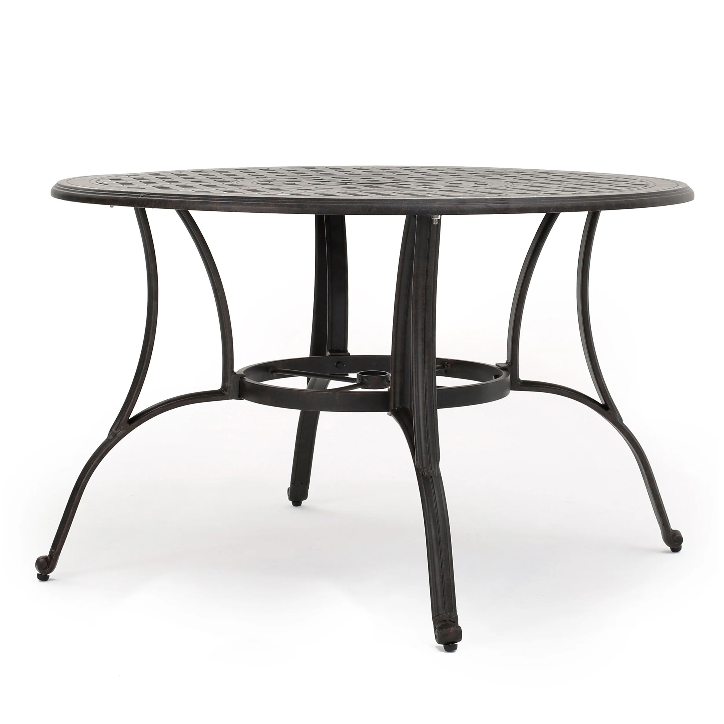 Calandra Outdoor 5 Piece Bronze Cast Aluminum Circular Dining Set - furnishings