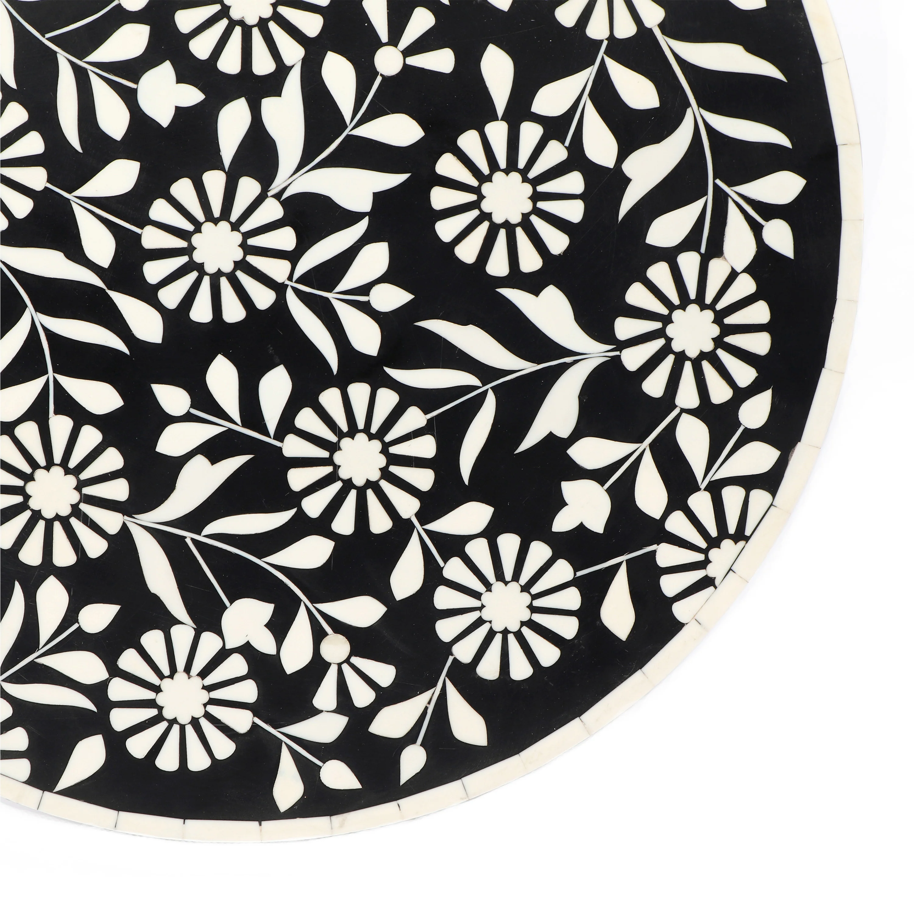 Civona Round End Table Side Table with Geometric Patterned Top - furnishings