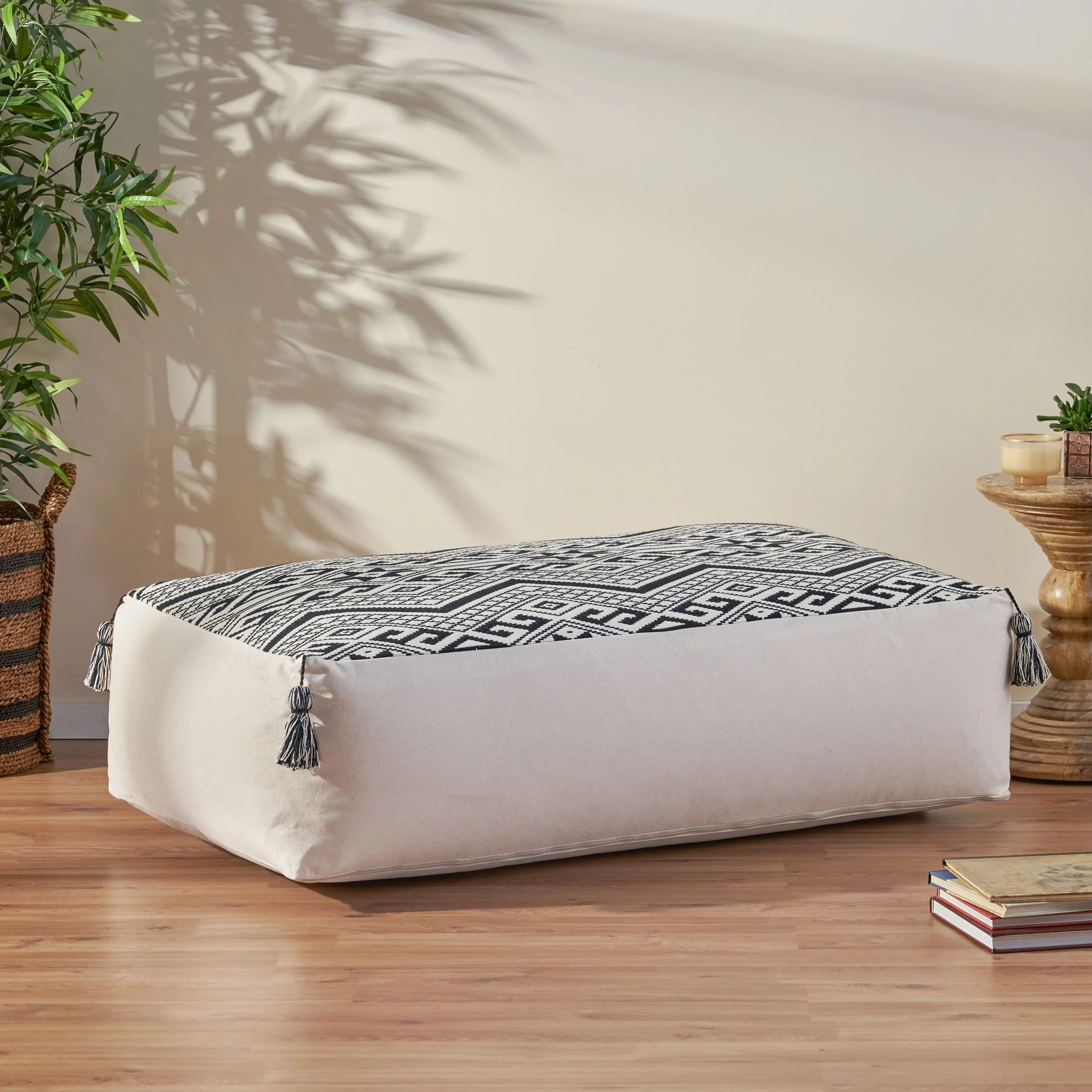 Leilana Boho Rectangular Bean Bag Ottoman - furnishings