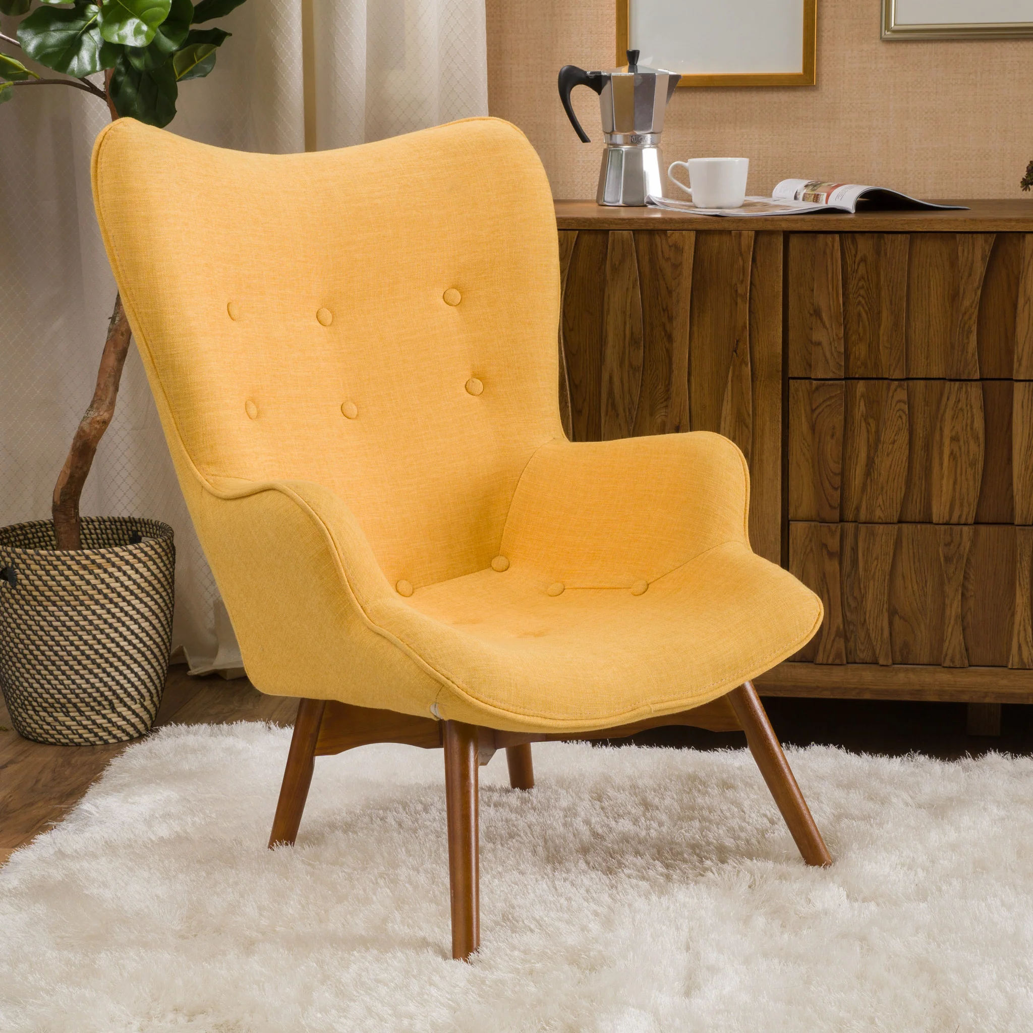 Acantha Mid Century Modern Contour Accent Lounge Chair - furnishings
