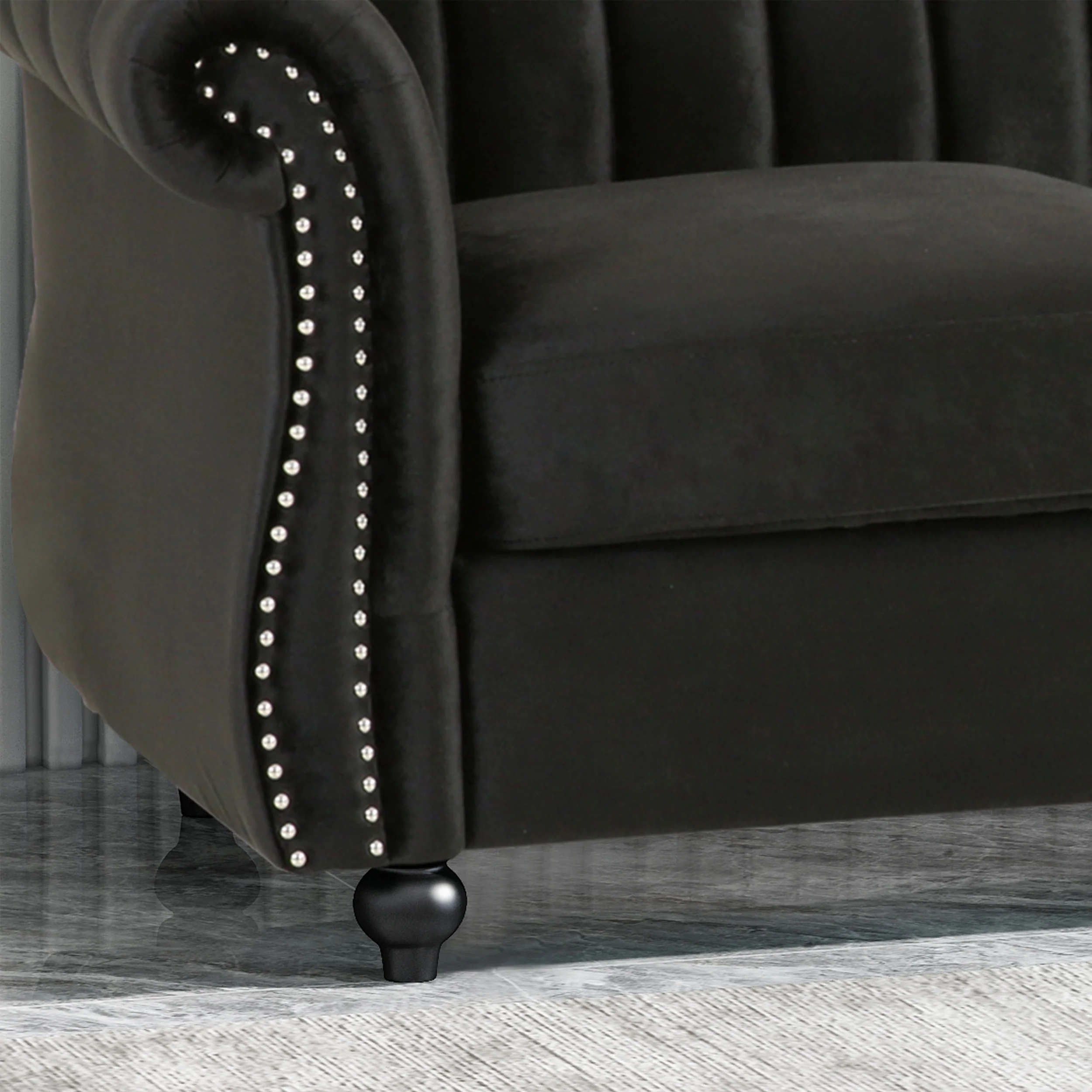 Olga Modern Glam Velvet 3 Seater Sofa, Umber and Dark Brown - furnishings