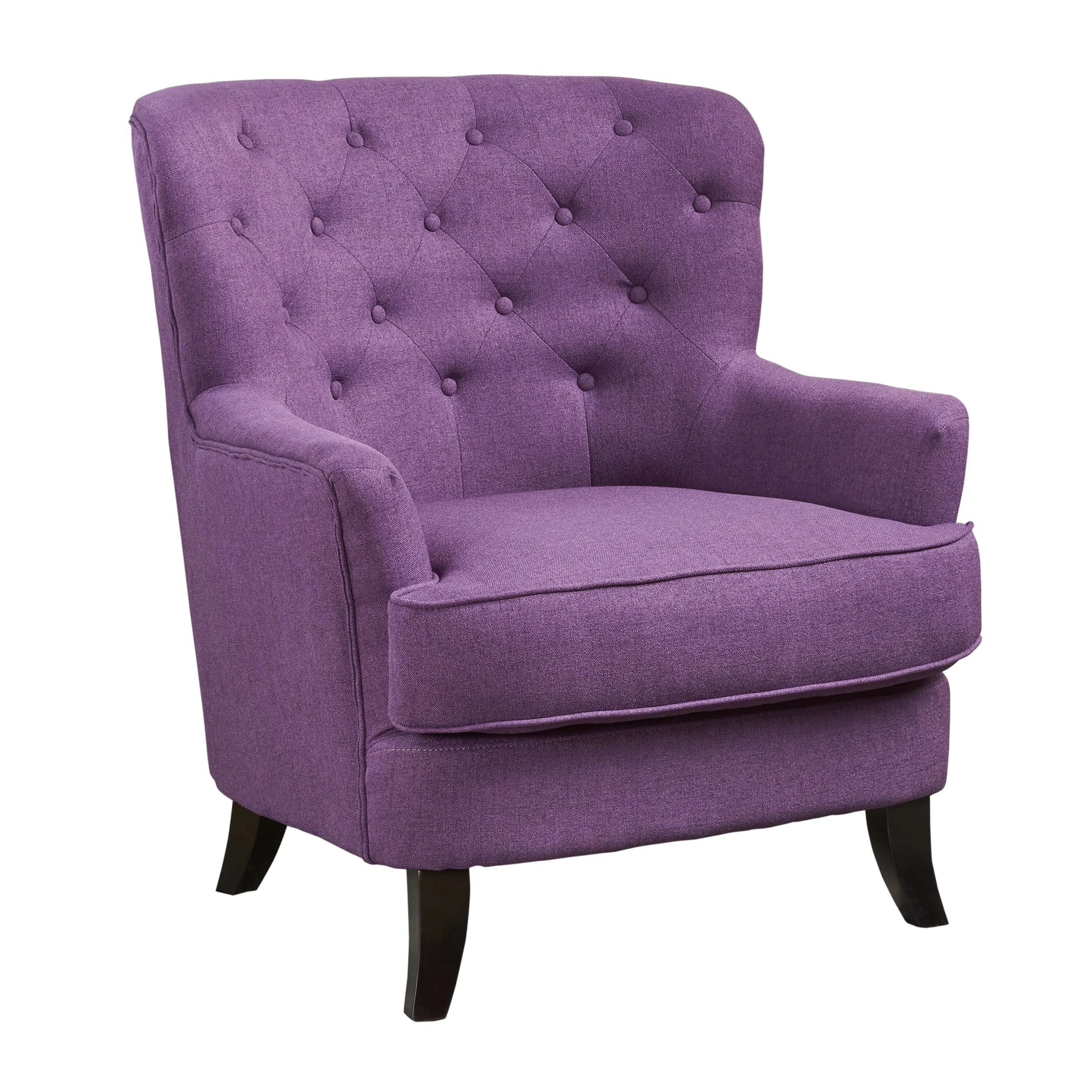 Annelia Contemporary Button Tufted Upholstered Fabric Club chair w/ Piped Edges - furnishings