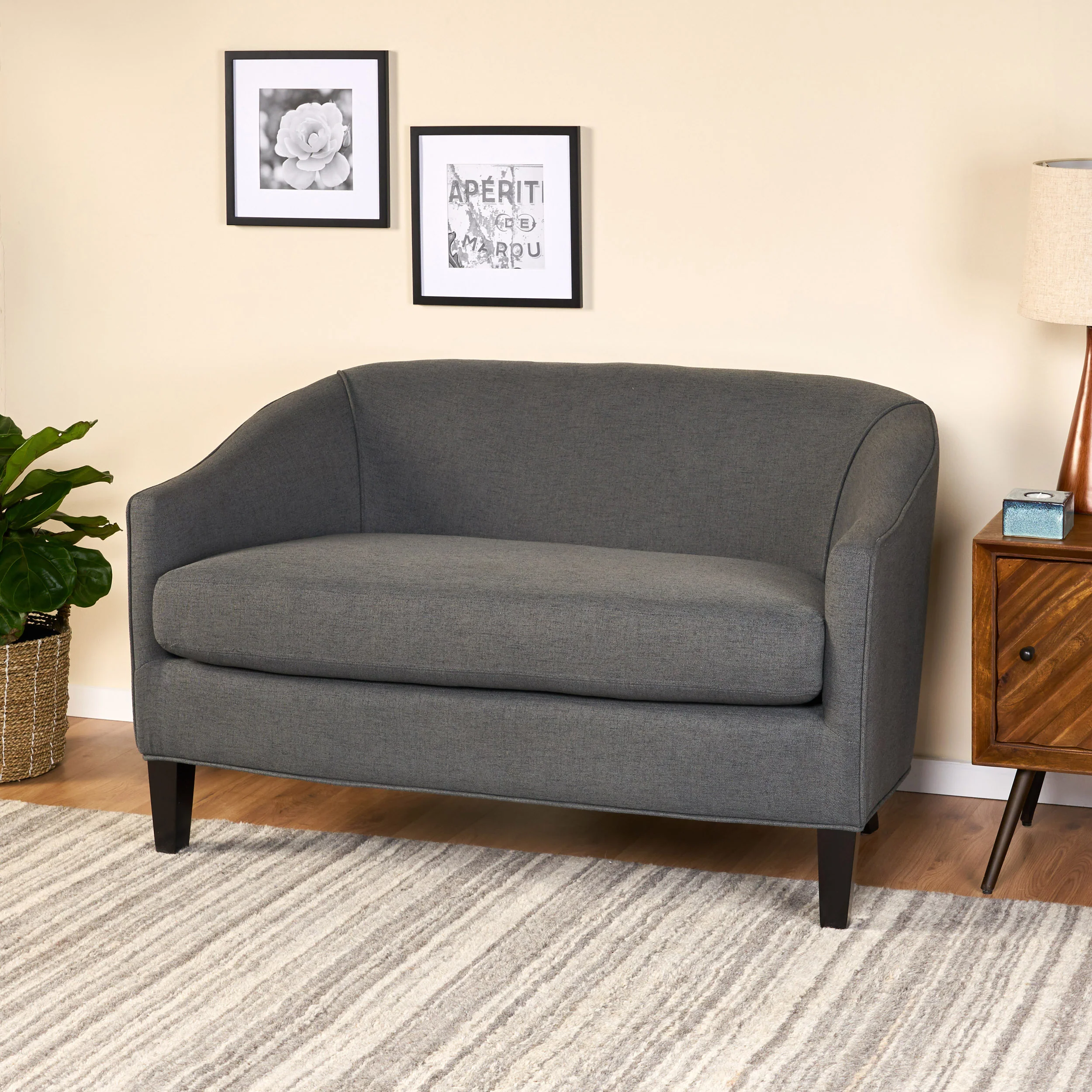 Isolde Modern Petite Loveseat Settee (Fabric or PU Leather) - furnishings