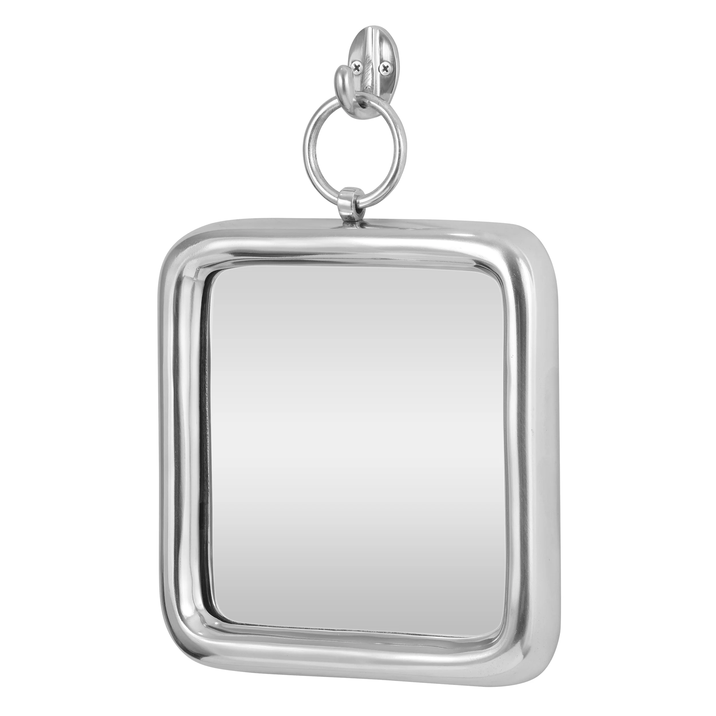 Klein Modern Handcrafted Square Aluminum Wall Mirror, Silver - furnishings