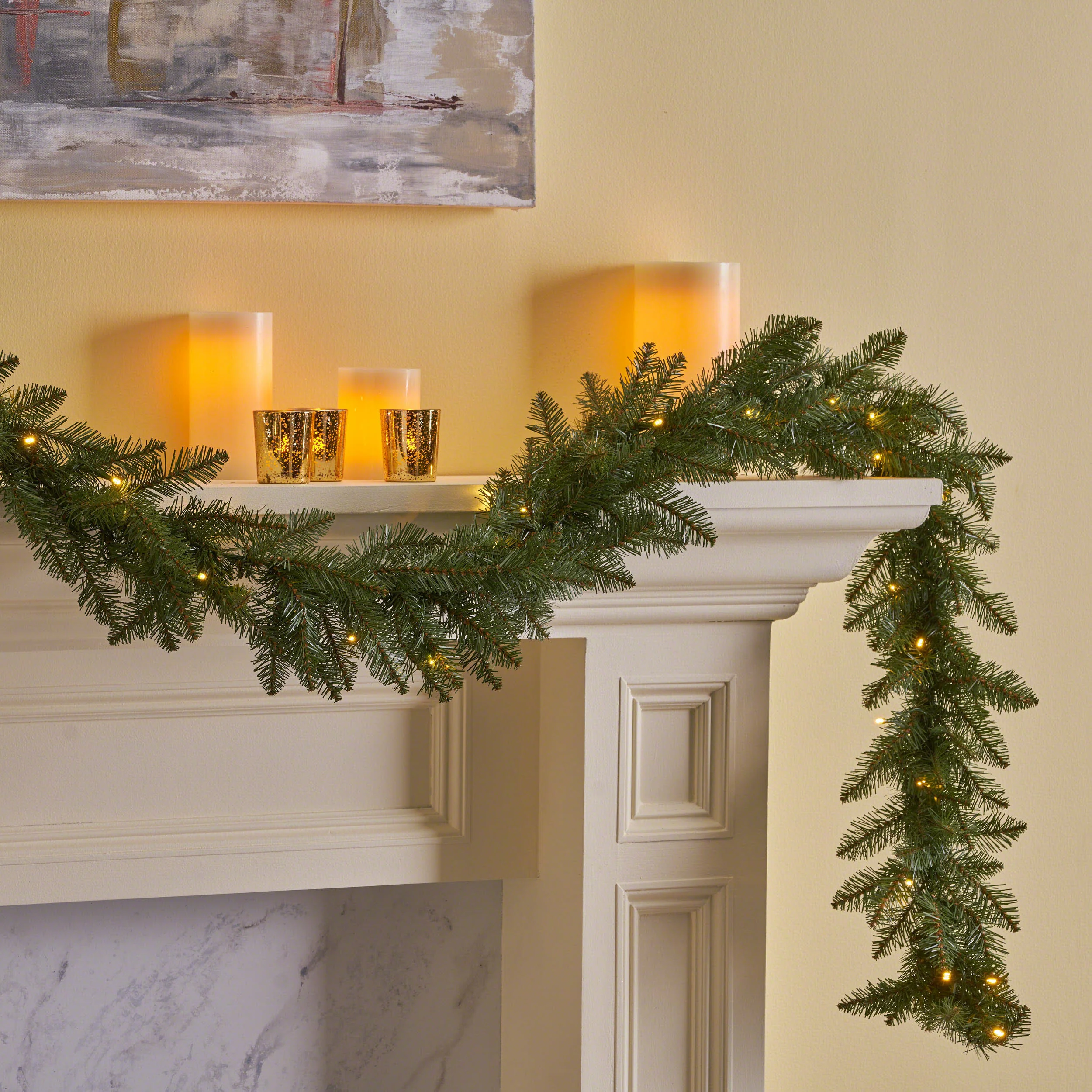 9-foot Fraser Fir Pre-Lit Warm White LED Artificial Christmas Garland - furnishings