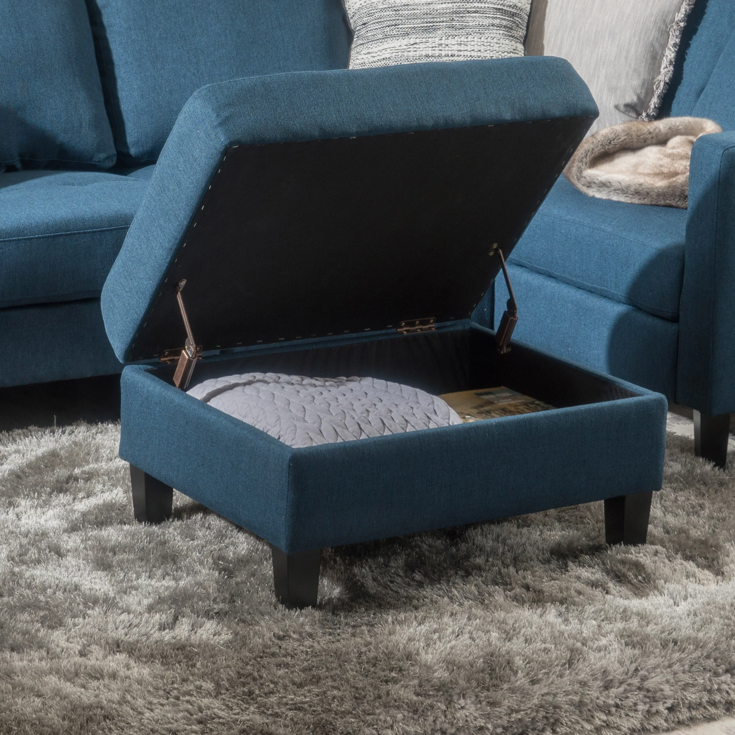 Zahra Contemporary Tufted Fabric Storage Ottoman - furnishings