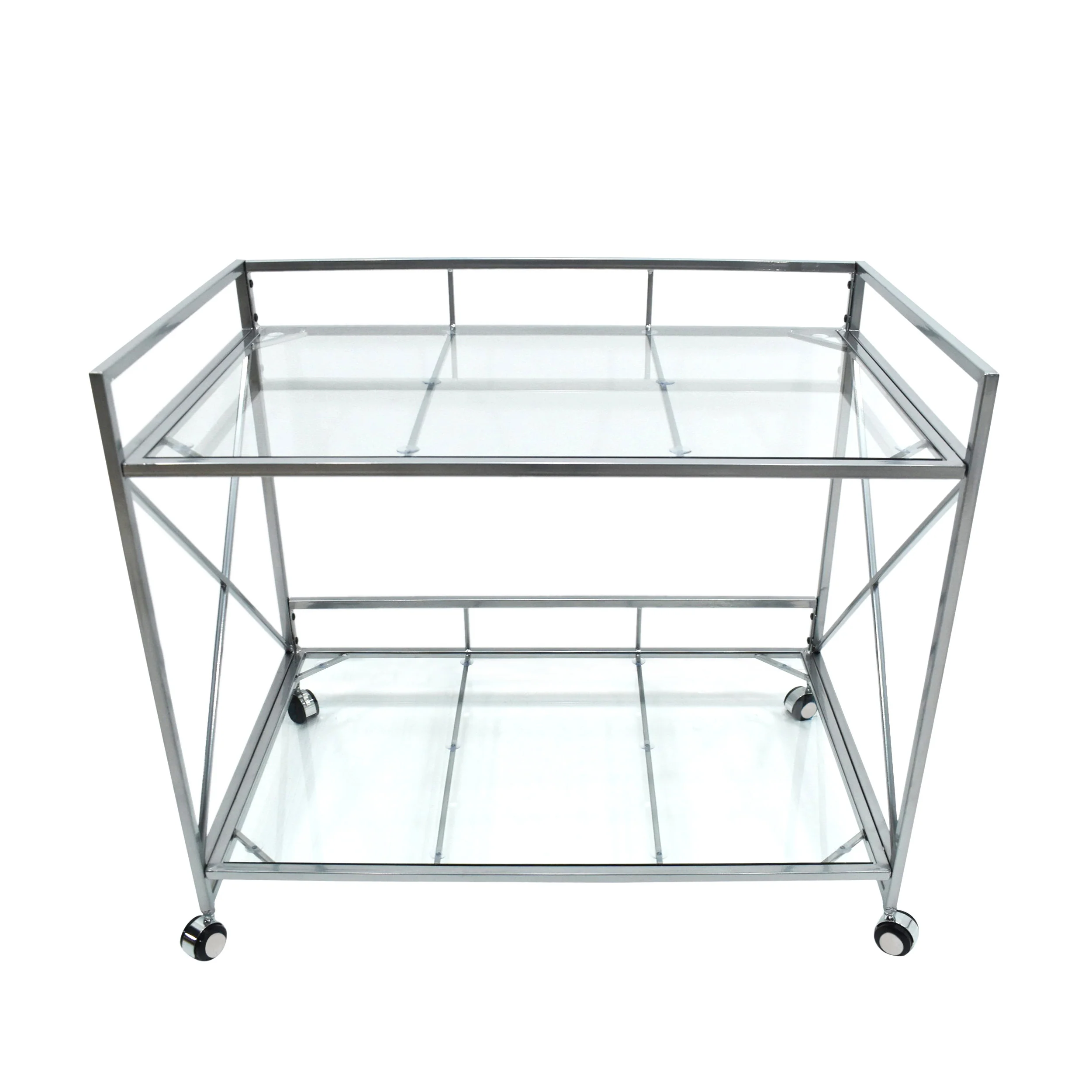 Danae Modern Iron and Glass Bar Cart, Silver - furnishings
