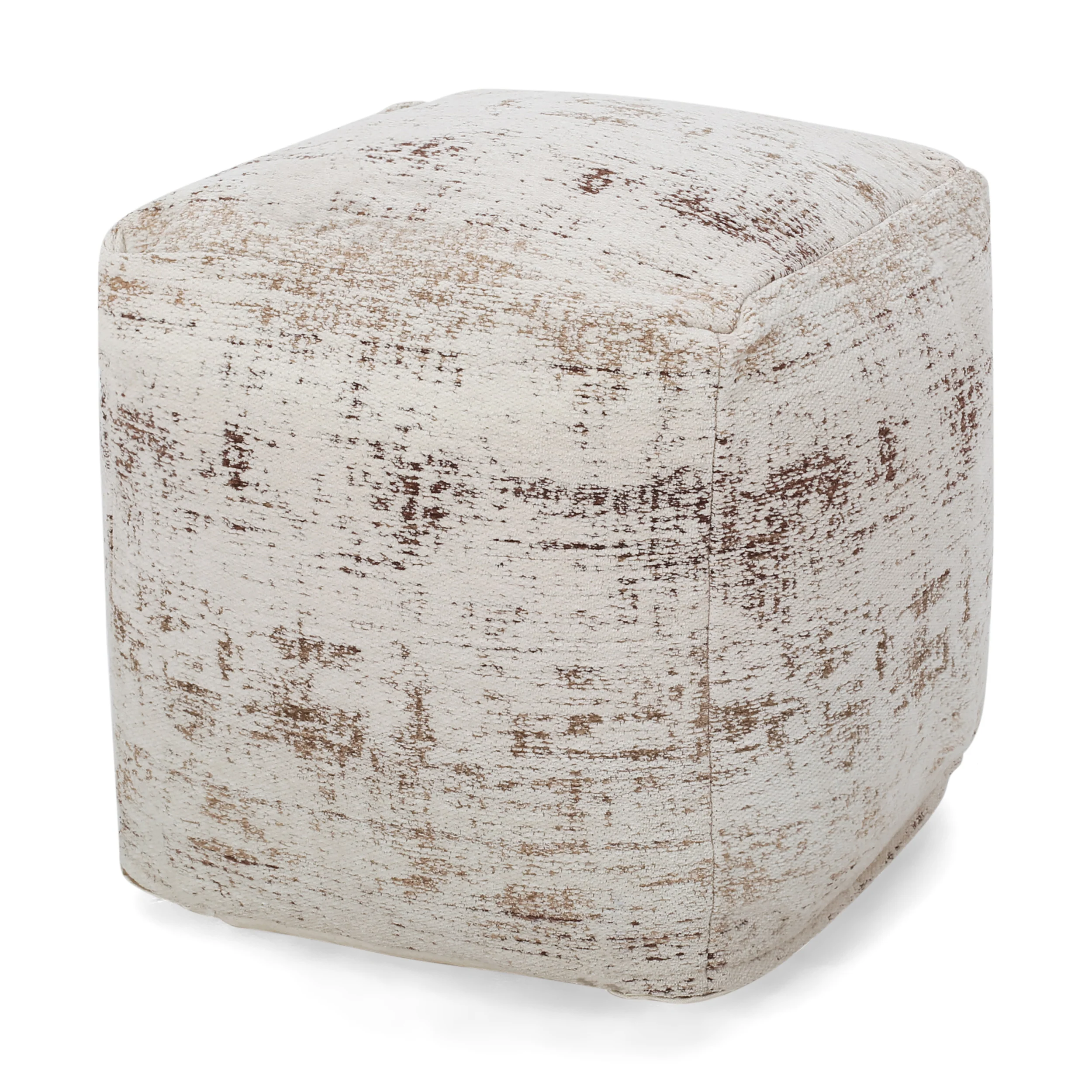 Layia Hand Loomed Boho Fabric Cube Pouf - furnishings