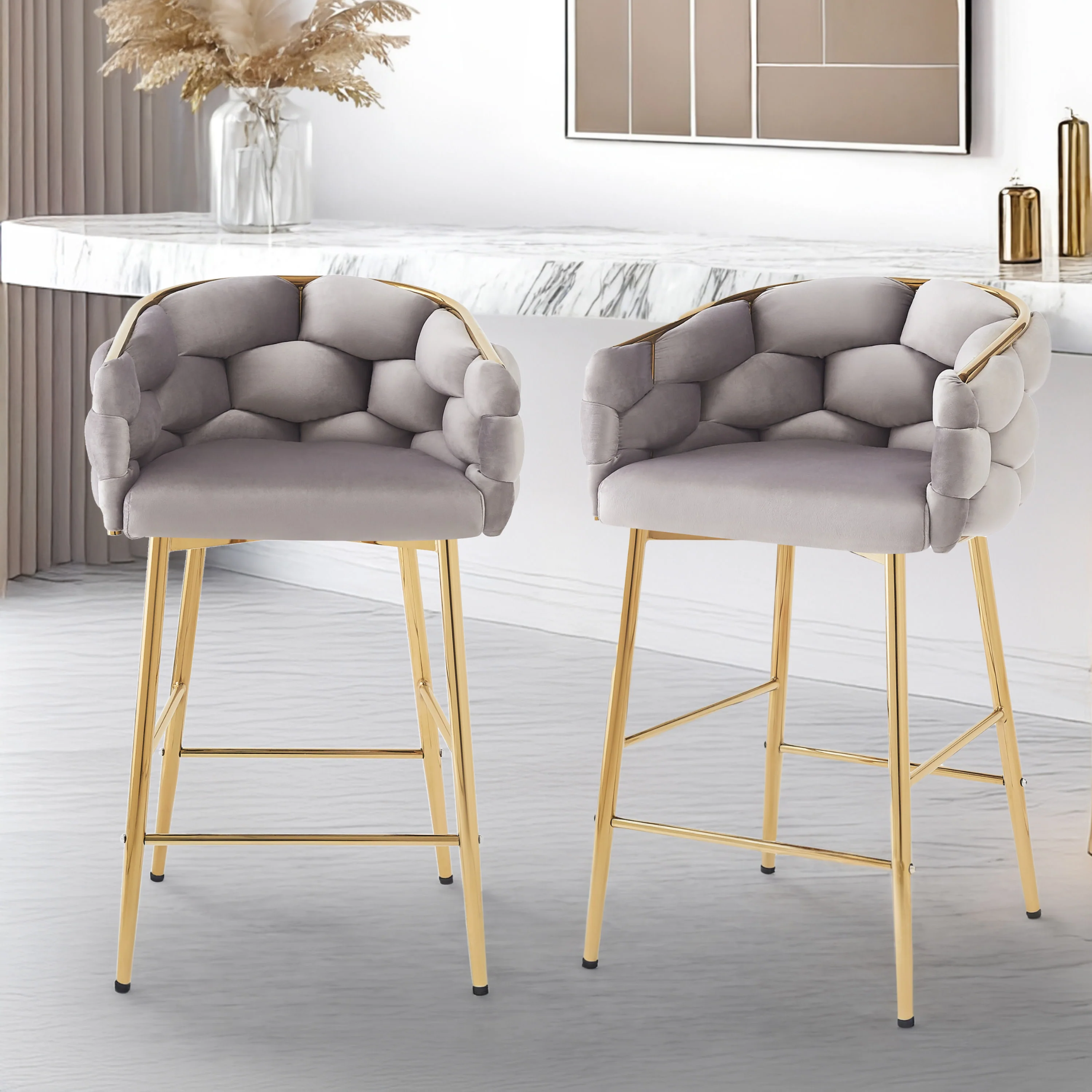 Reede Modern Upholstered Flannelette Counter Stools - furnishings