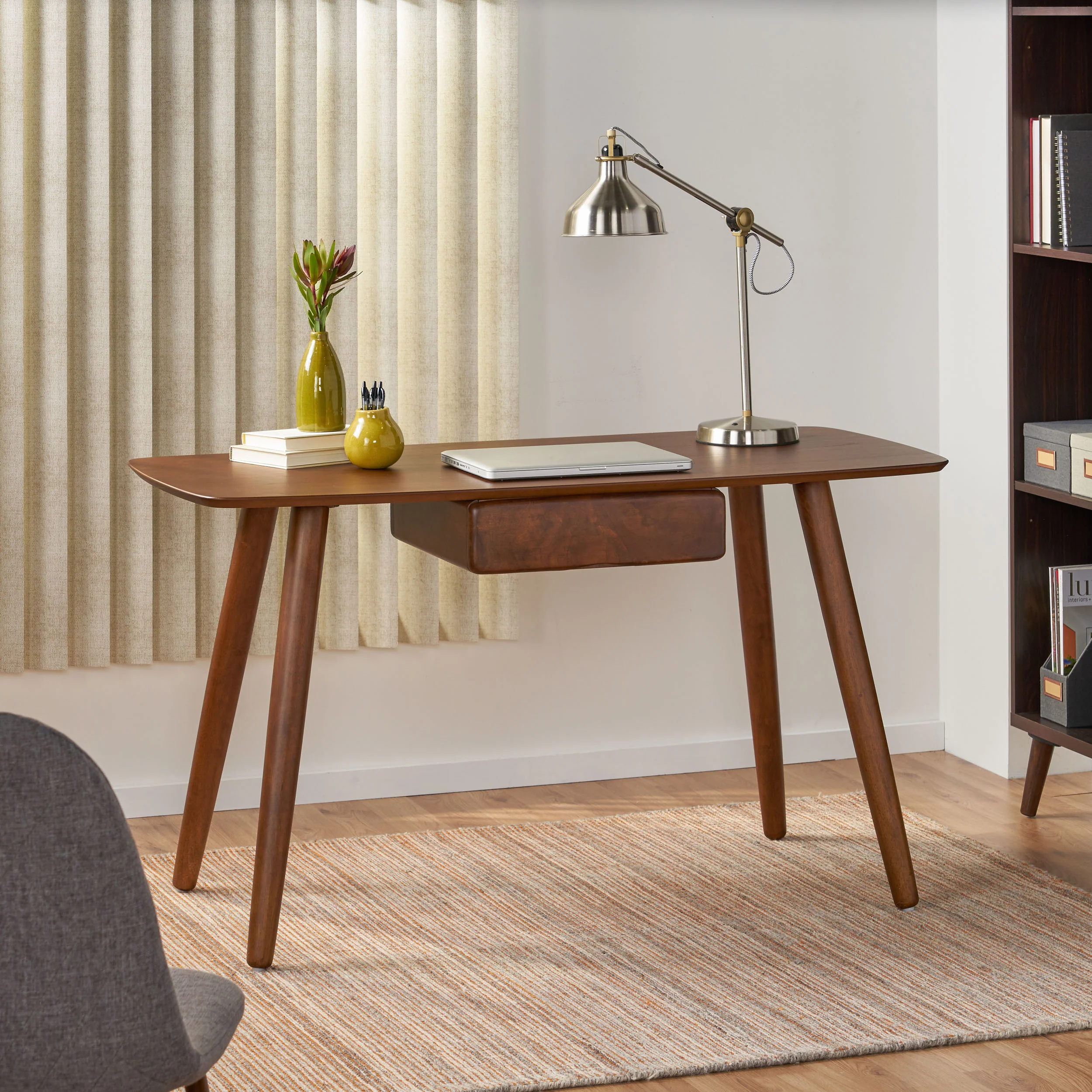 Kidman Wood Study Table with Faux Wood Overlay - furnishings