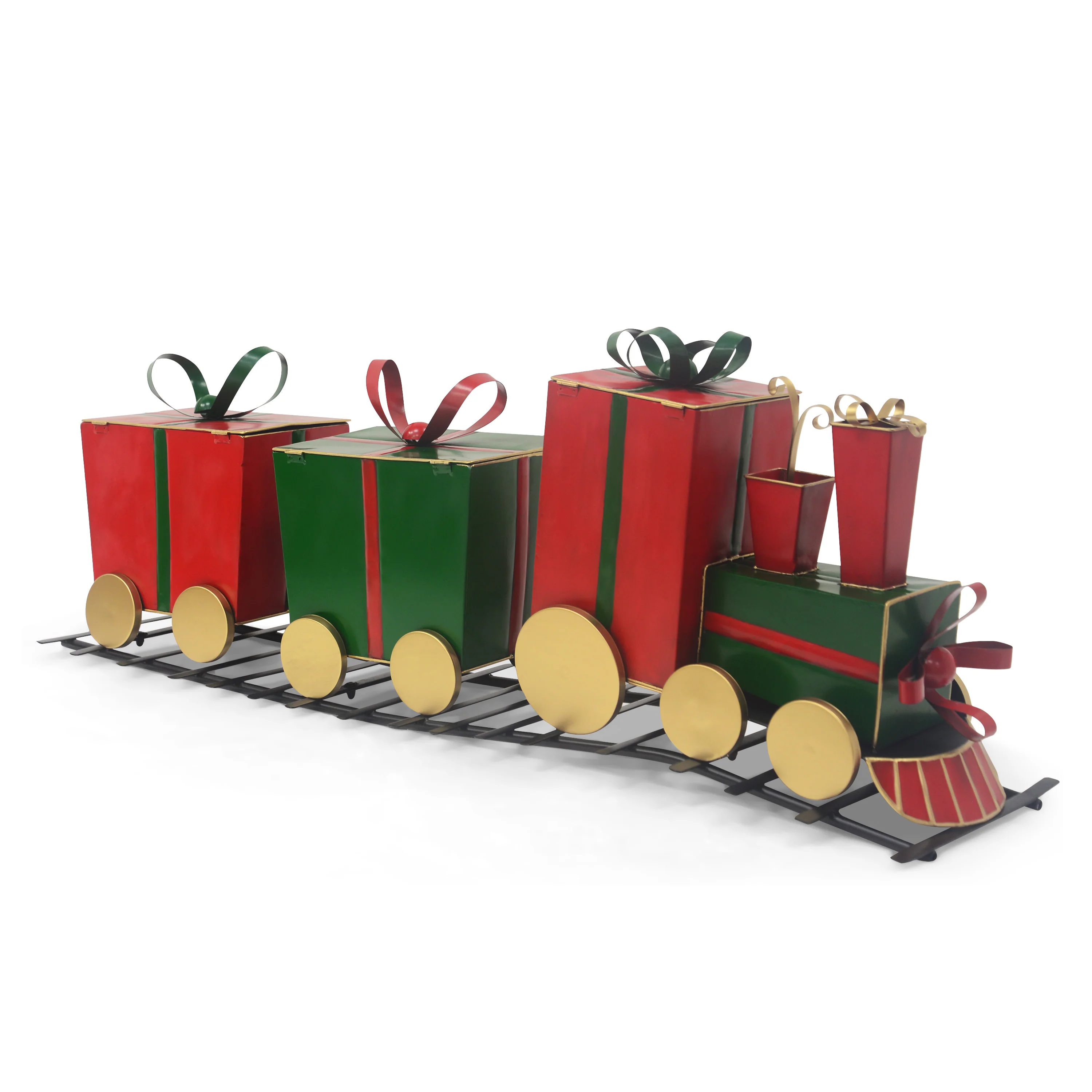 FrostyFestivities Iron Train Decor with Gift-Shaped Carriages - furnishings