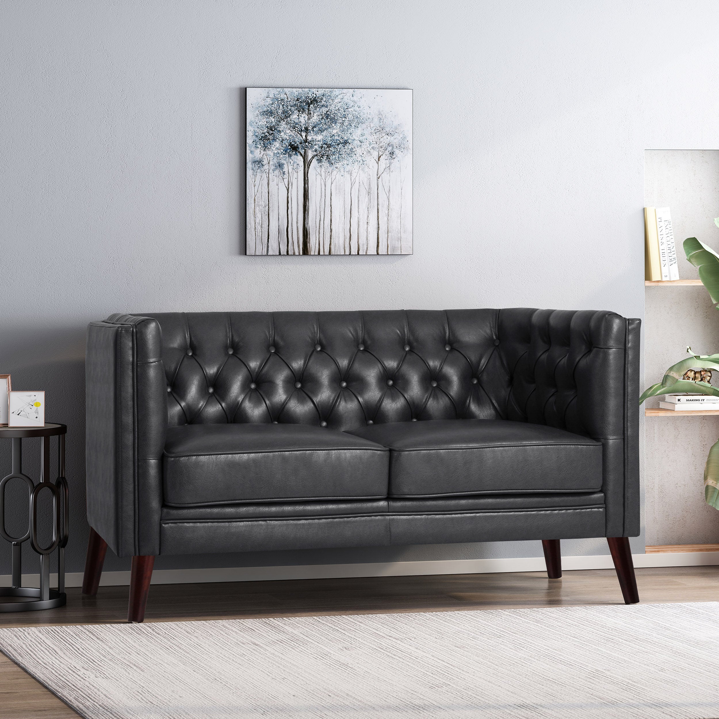 Henton Contemporary Upholstered Tufted Loveseat - furnishings