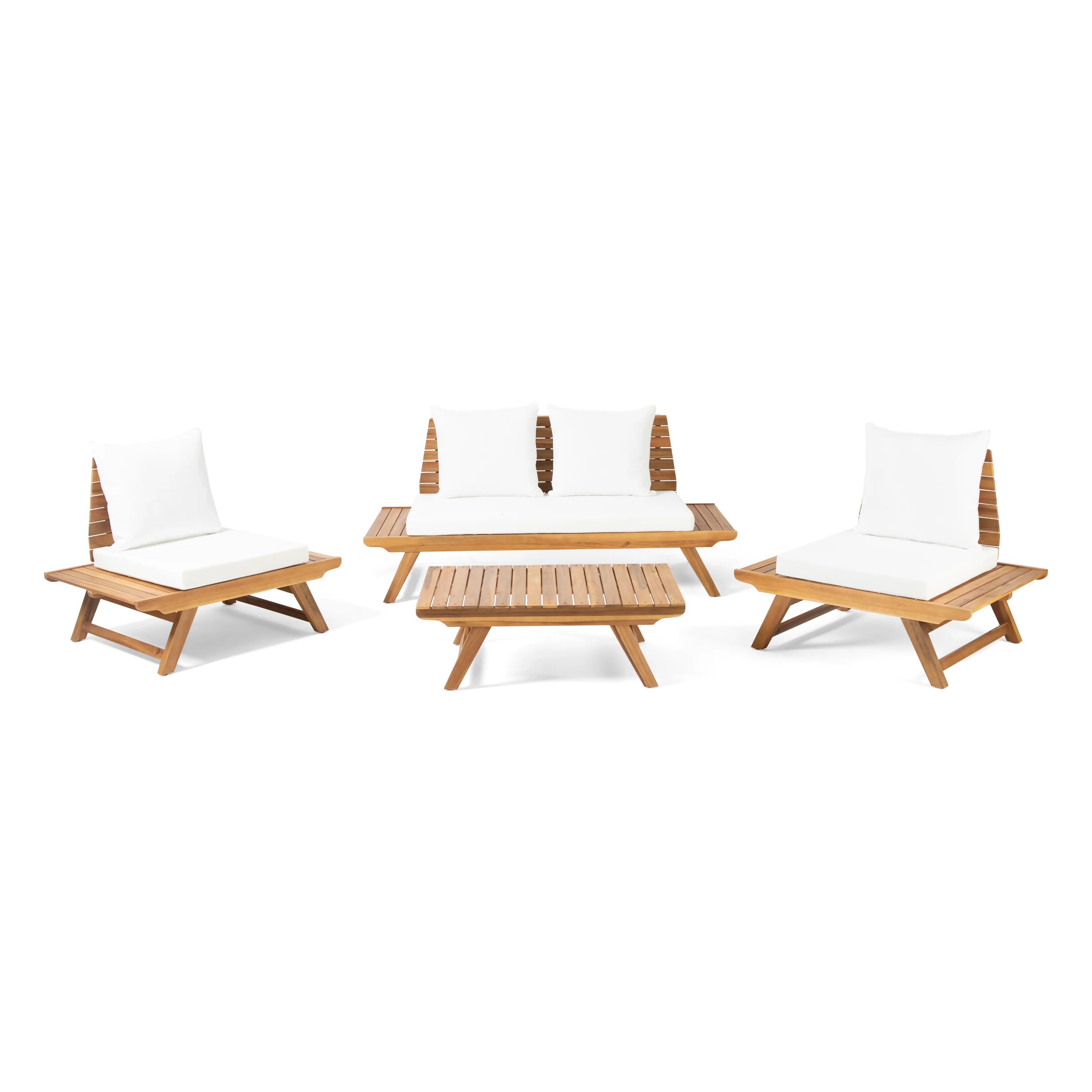 Kaiya Outdoor Acacia Wood 4 Seater Chat Set - furnishings