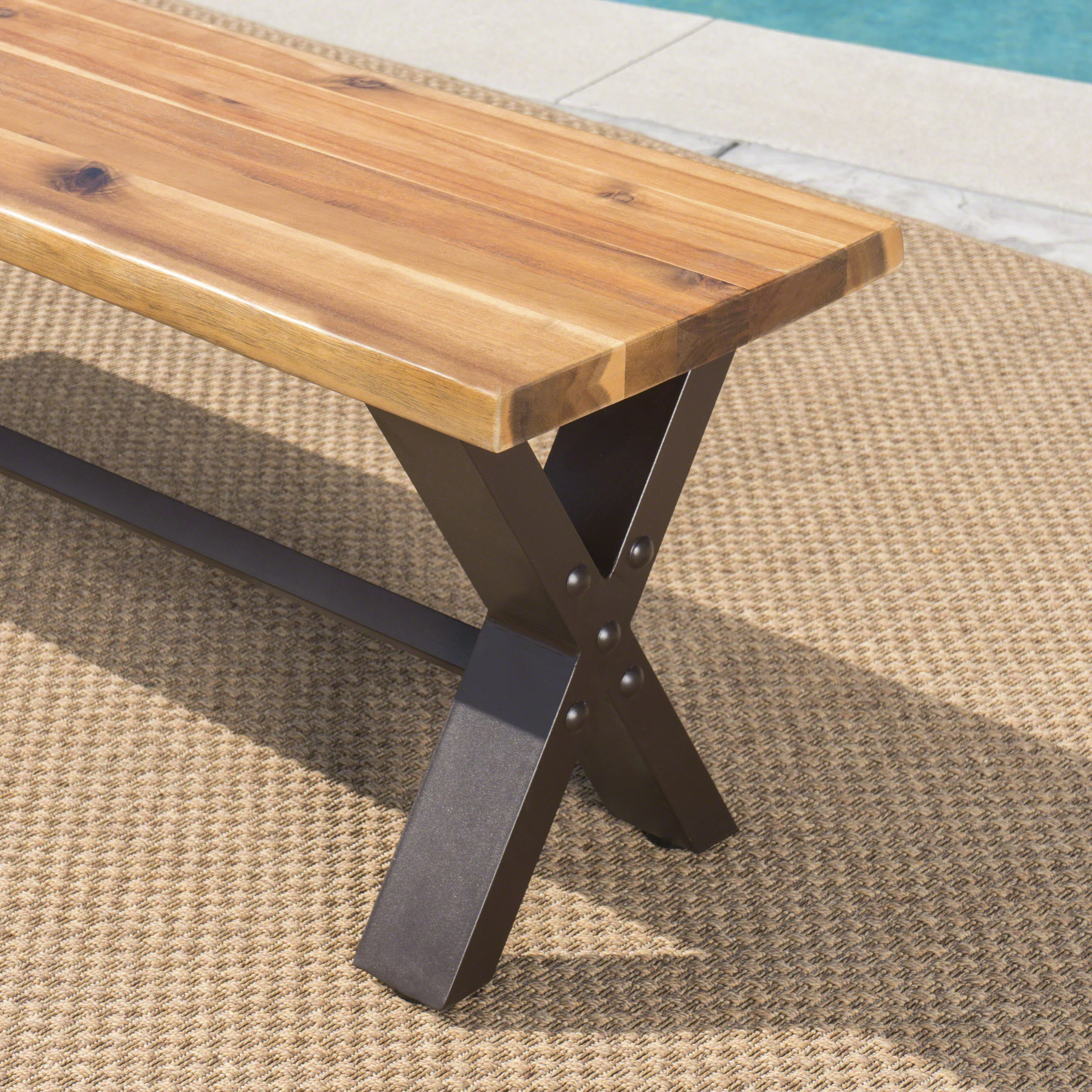 Trellis Outdoor 6 Piece Acacia Wood Dining Set with Wicker Dining Chairs - furnishings