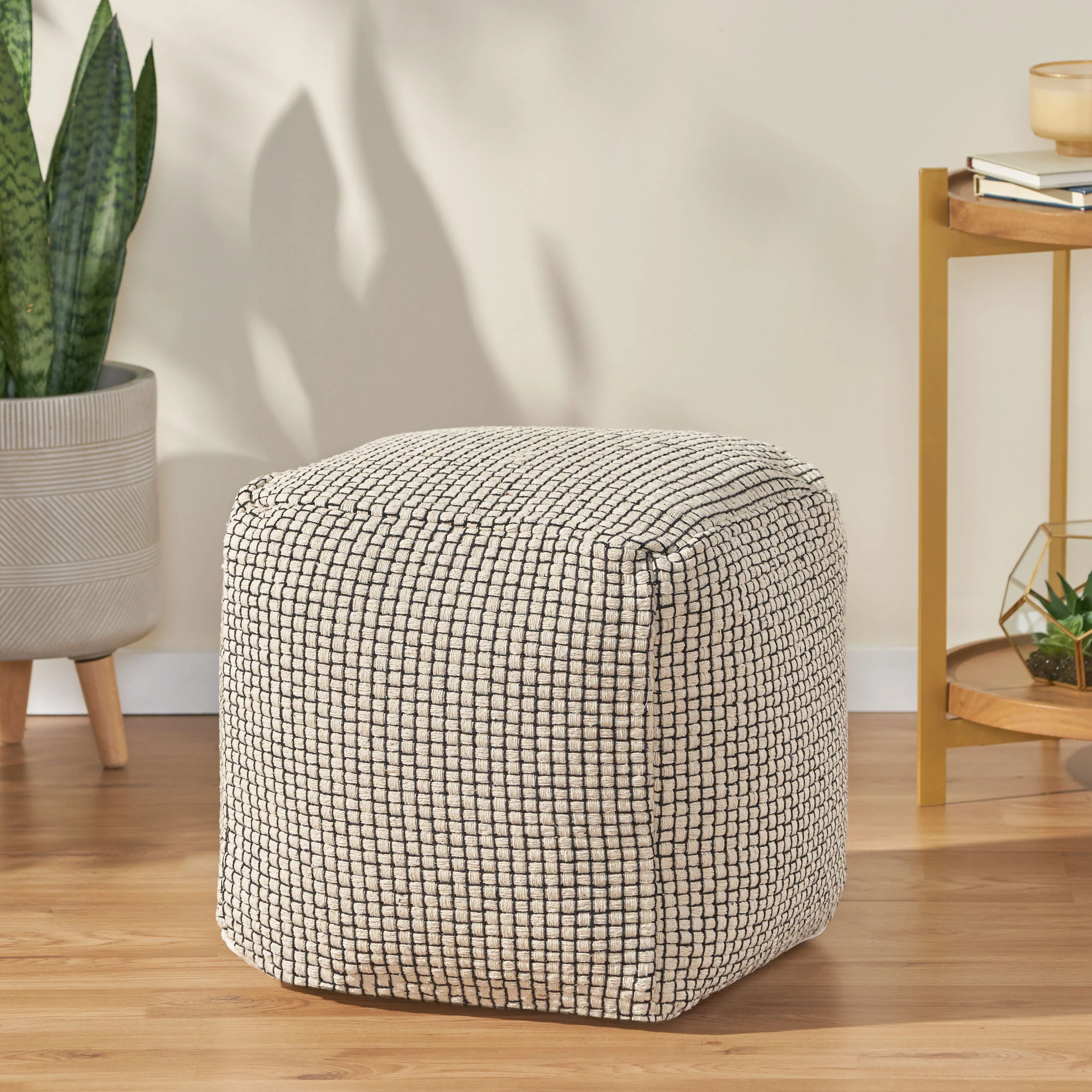 Maclain Boho Fabric Cube Pouf - furnishings