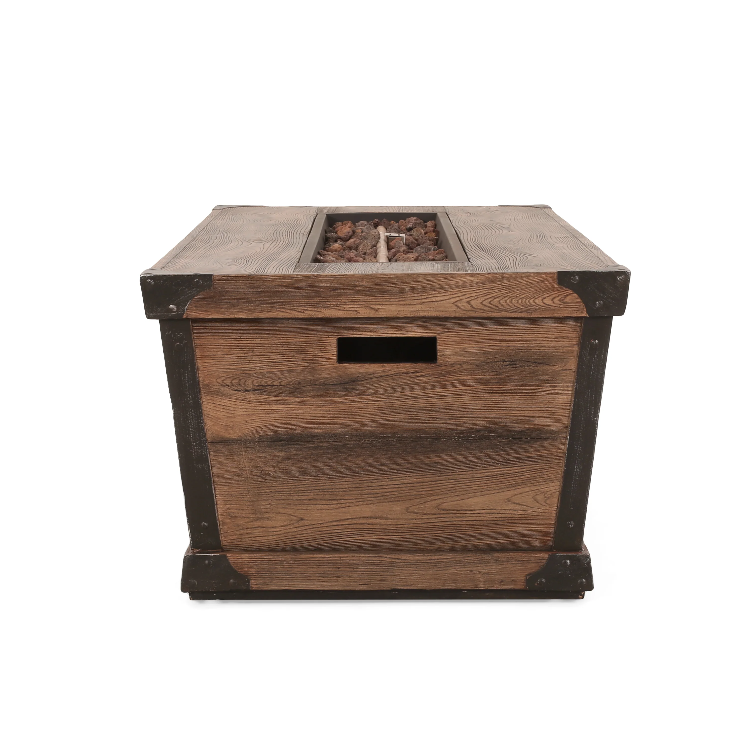 Aido Outdoor 50,000 BTU Lightweight Concrete Rectangular Fire Pit (No Tank Holder), Brown - furnishings