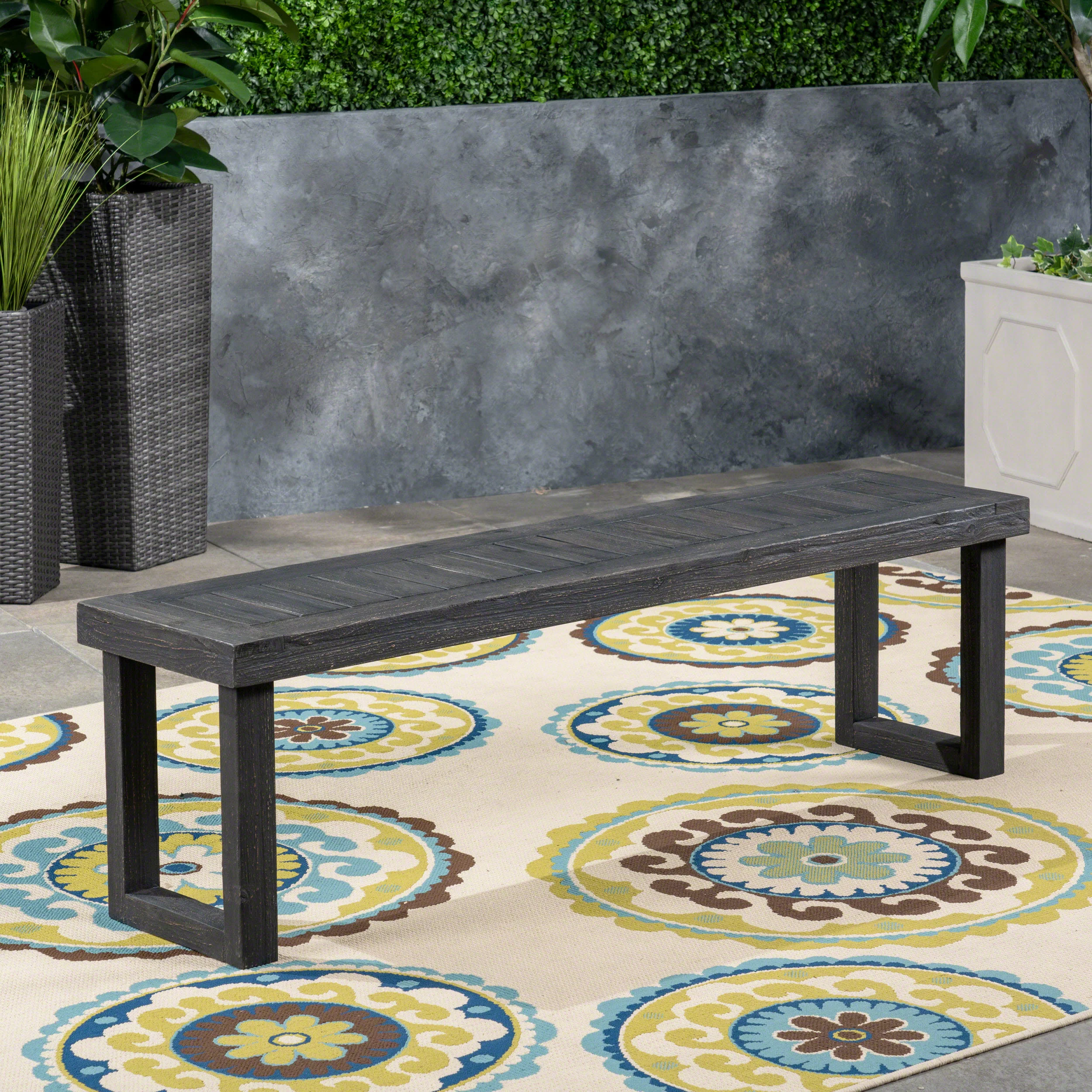 Kemp Outdoor Acacia Wood Bench - furnishings