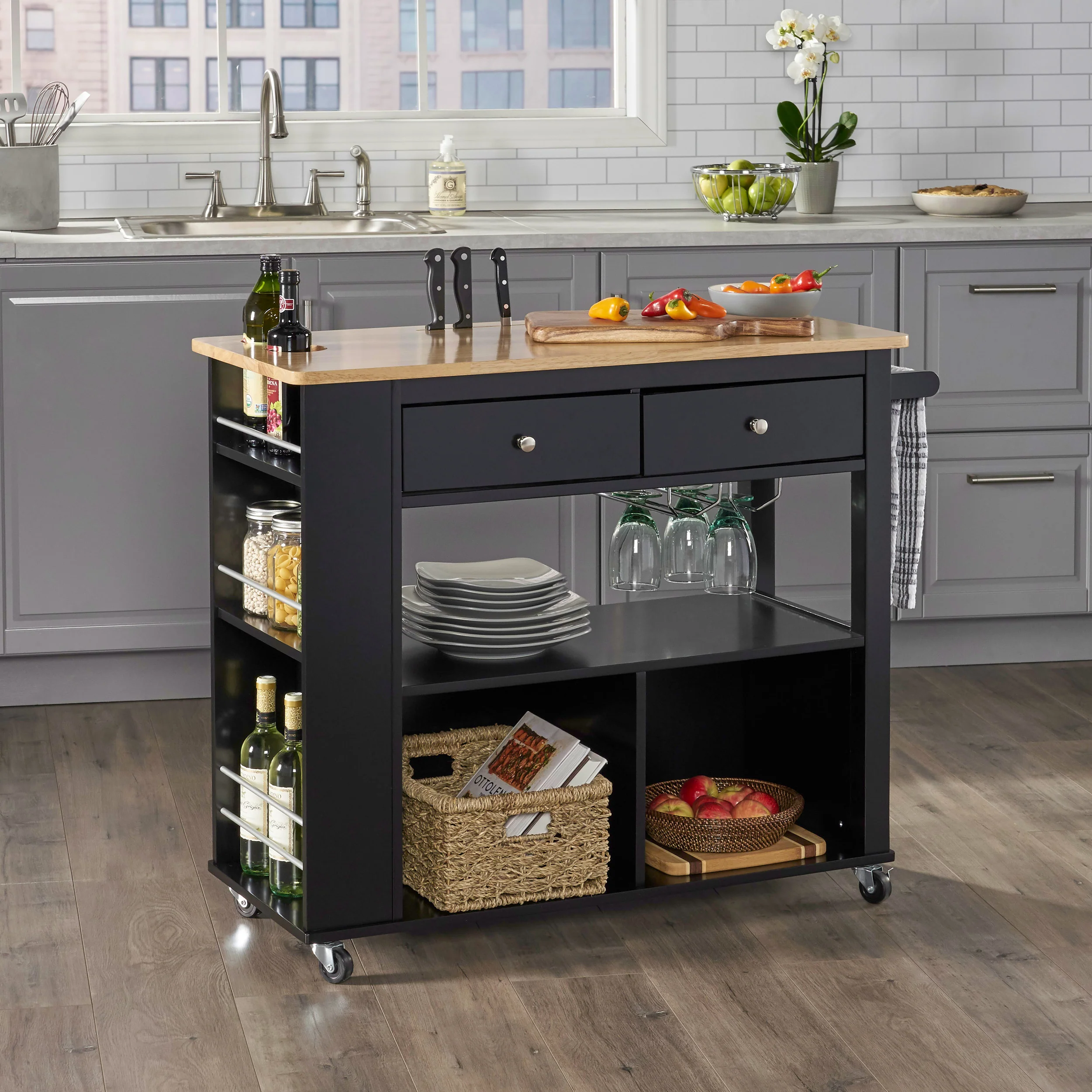 Julien Kitchen Cart with Wheels - furnishings