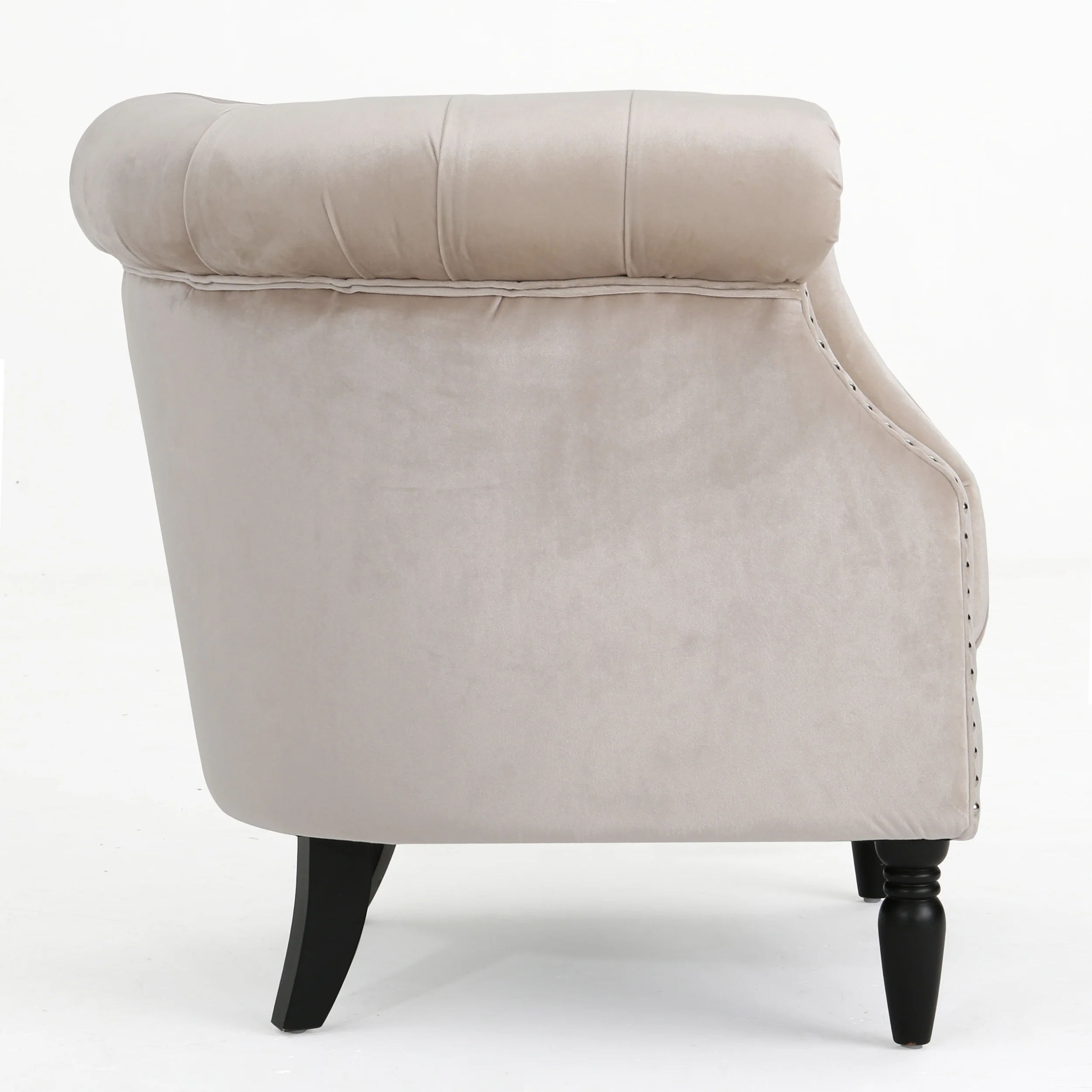 Aries Button-Tufted Velvet Rolled Back Tub Design Club Chair - furnishings