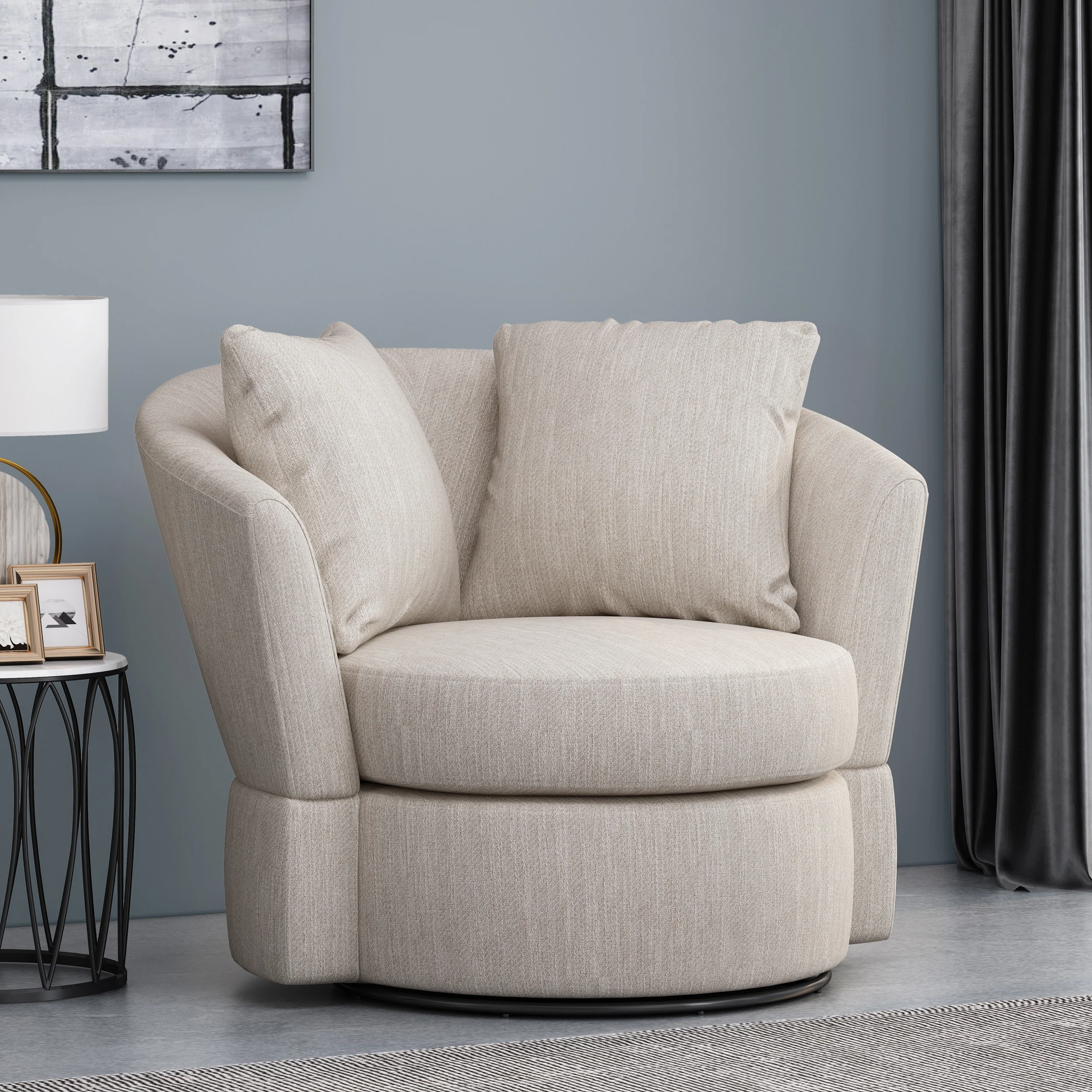 Dawson Contemporary Upholstered Swivel Club Chair - furnishings