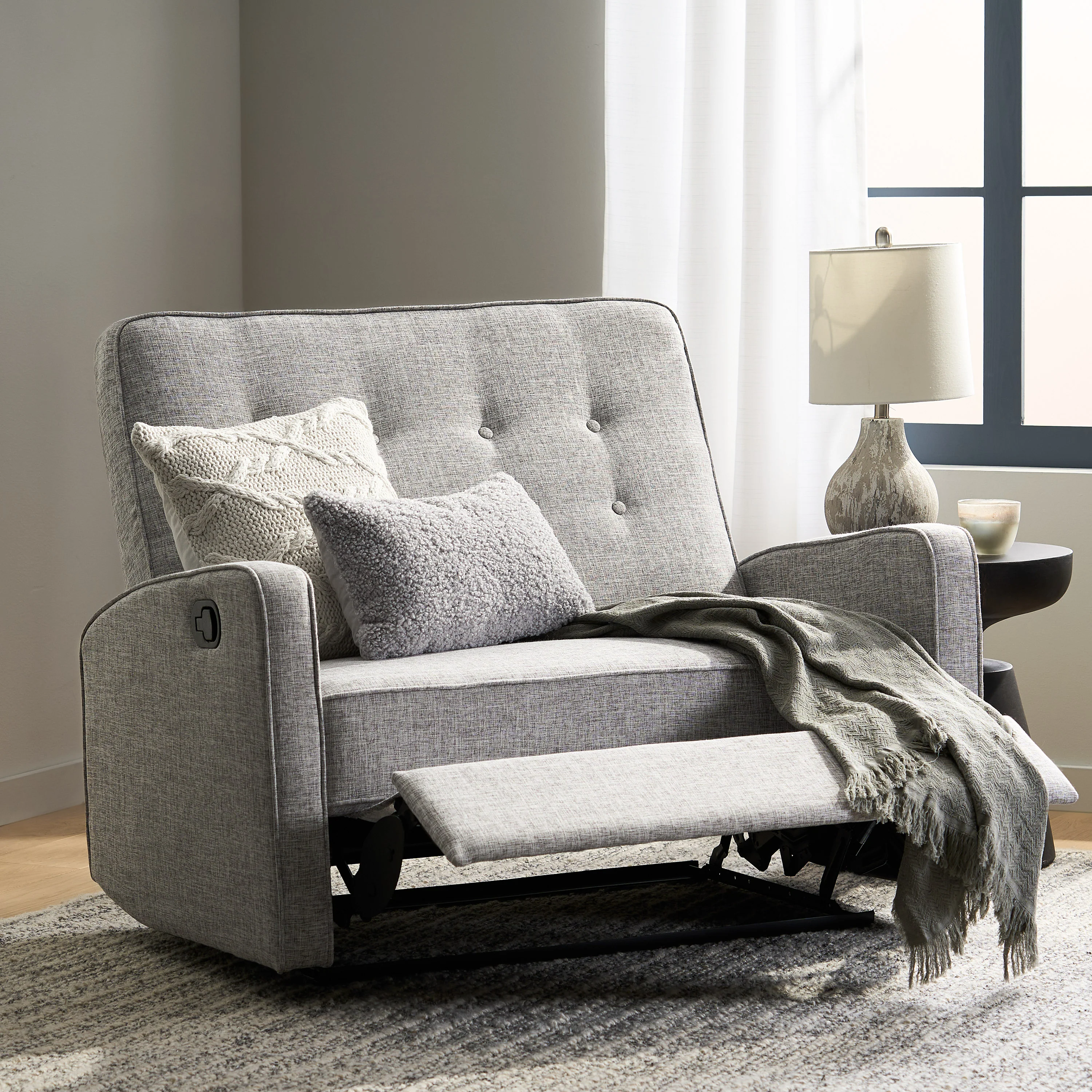 Callade Buttoned Fabric Reclining Loveseat - furnishings