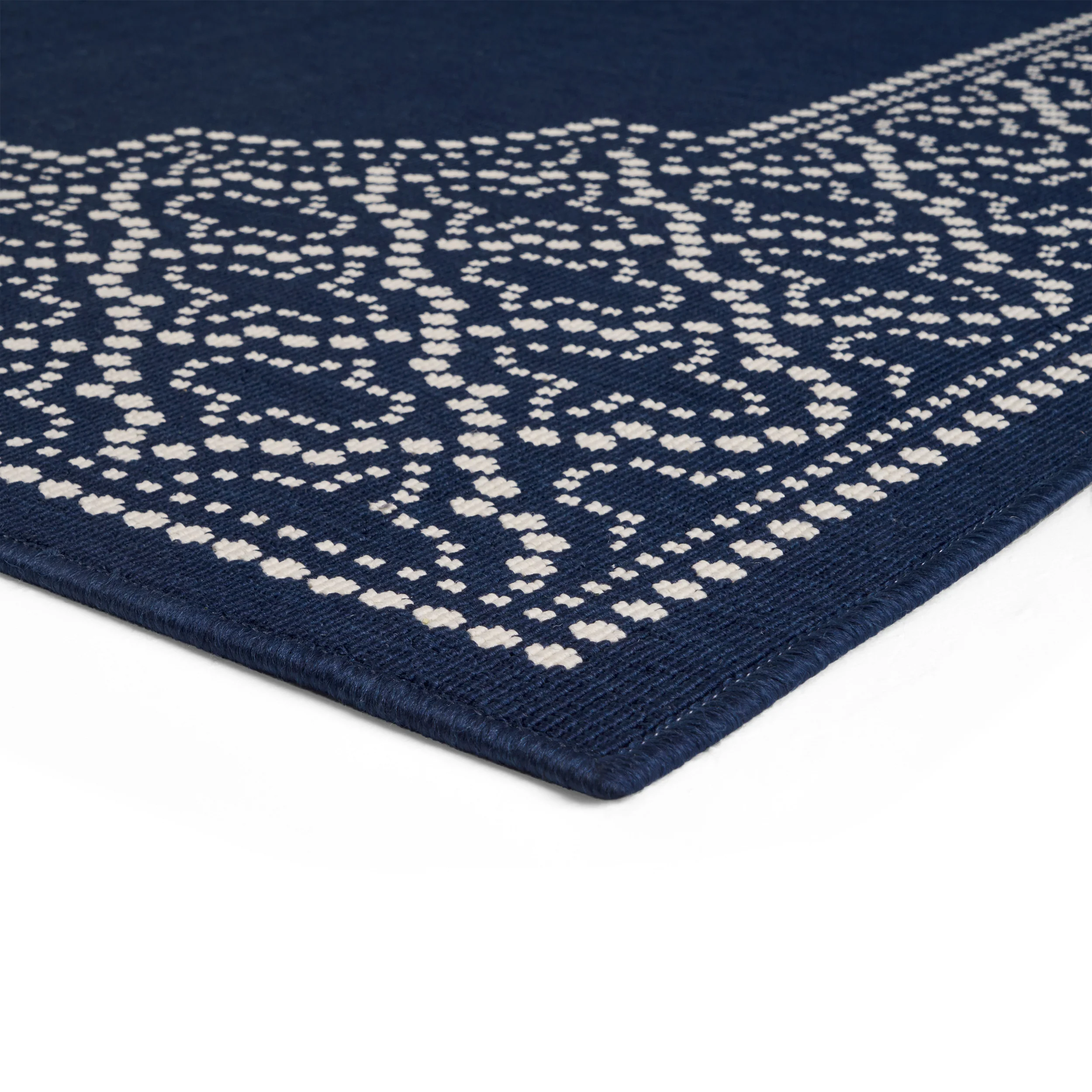 Madeline Outdoor Border Area Rug, Navy and Ivory - furnishings
