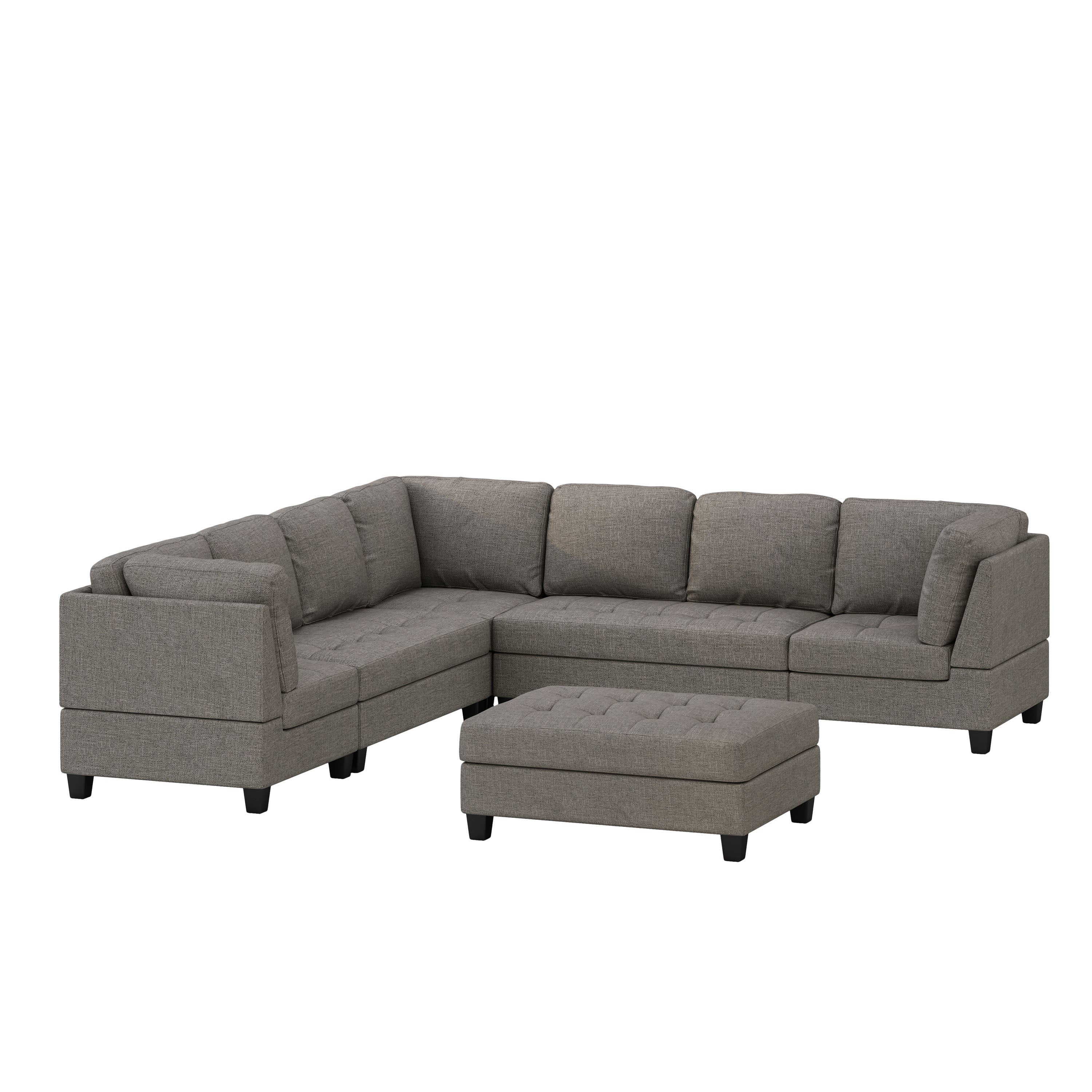Jakyri Fabric 7 Seater Tufted Sectional Sofa - furnishings