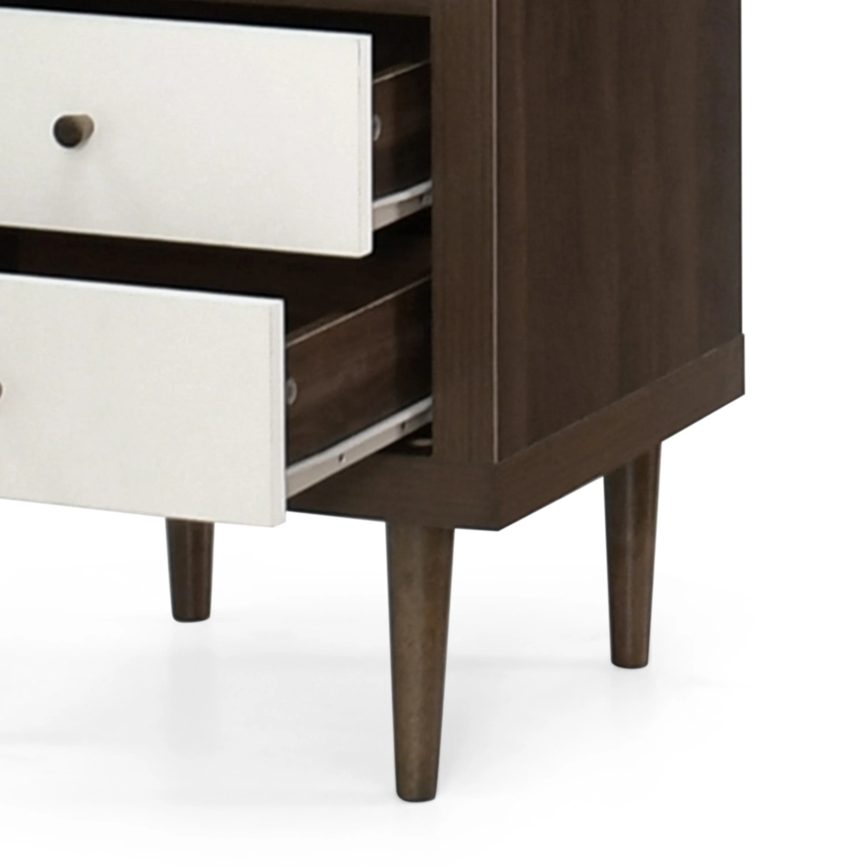 Farhart Mid Century Modern Faux Wood 2 Drawer Nightstands, Set of 2 - furnishings