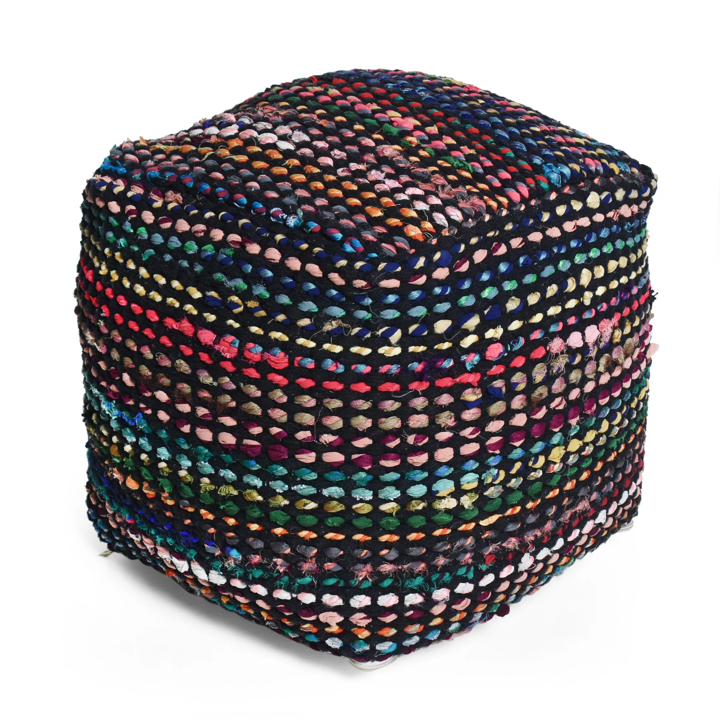 Naholo Handcrafted Boho Fabric Pouf - furnishings