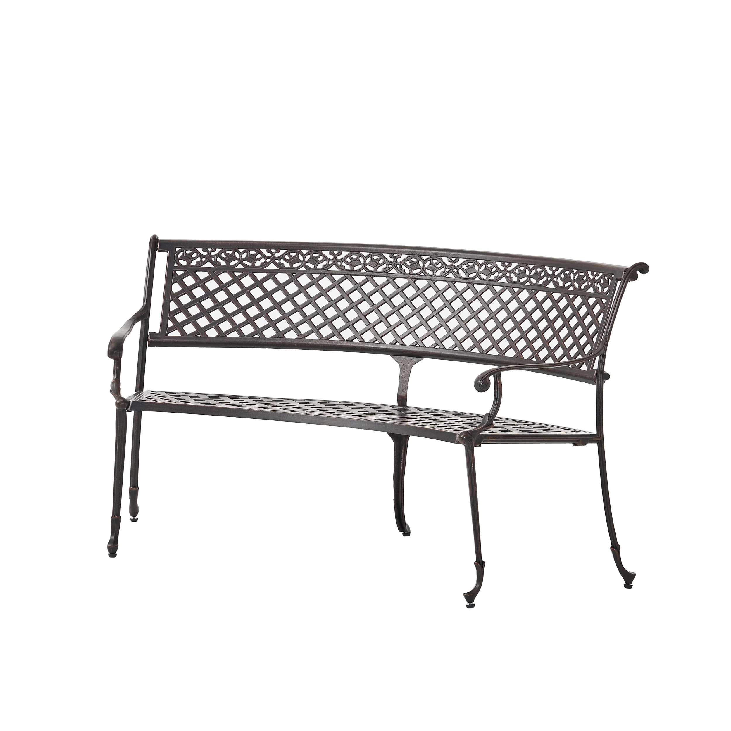 Bainbridge Outdoor Antique Copper Cast Aluminum Bench - furnishings