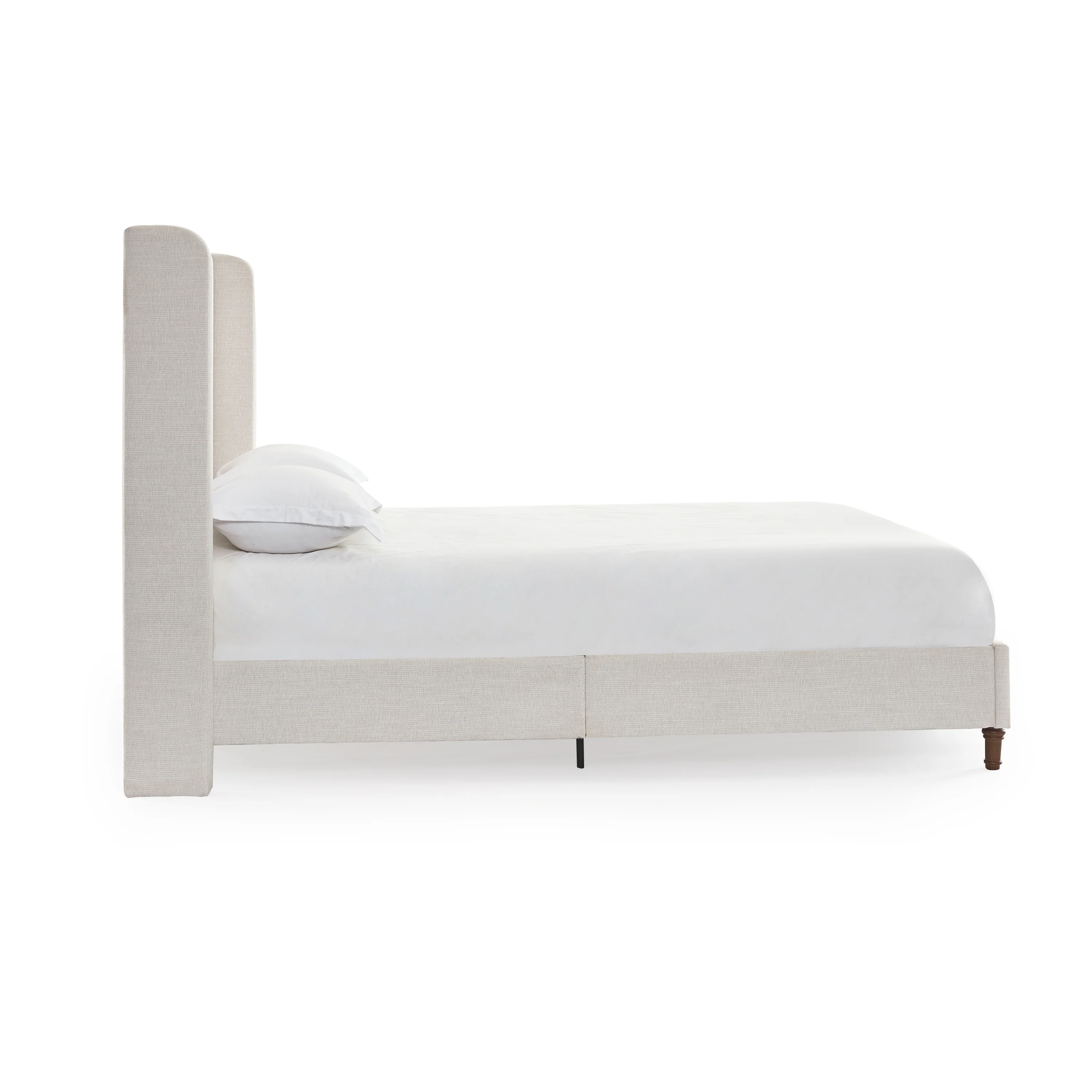 Bobbee King Indoor Upholstered Metal Tall Headboard Bed with Wingback - furnishings