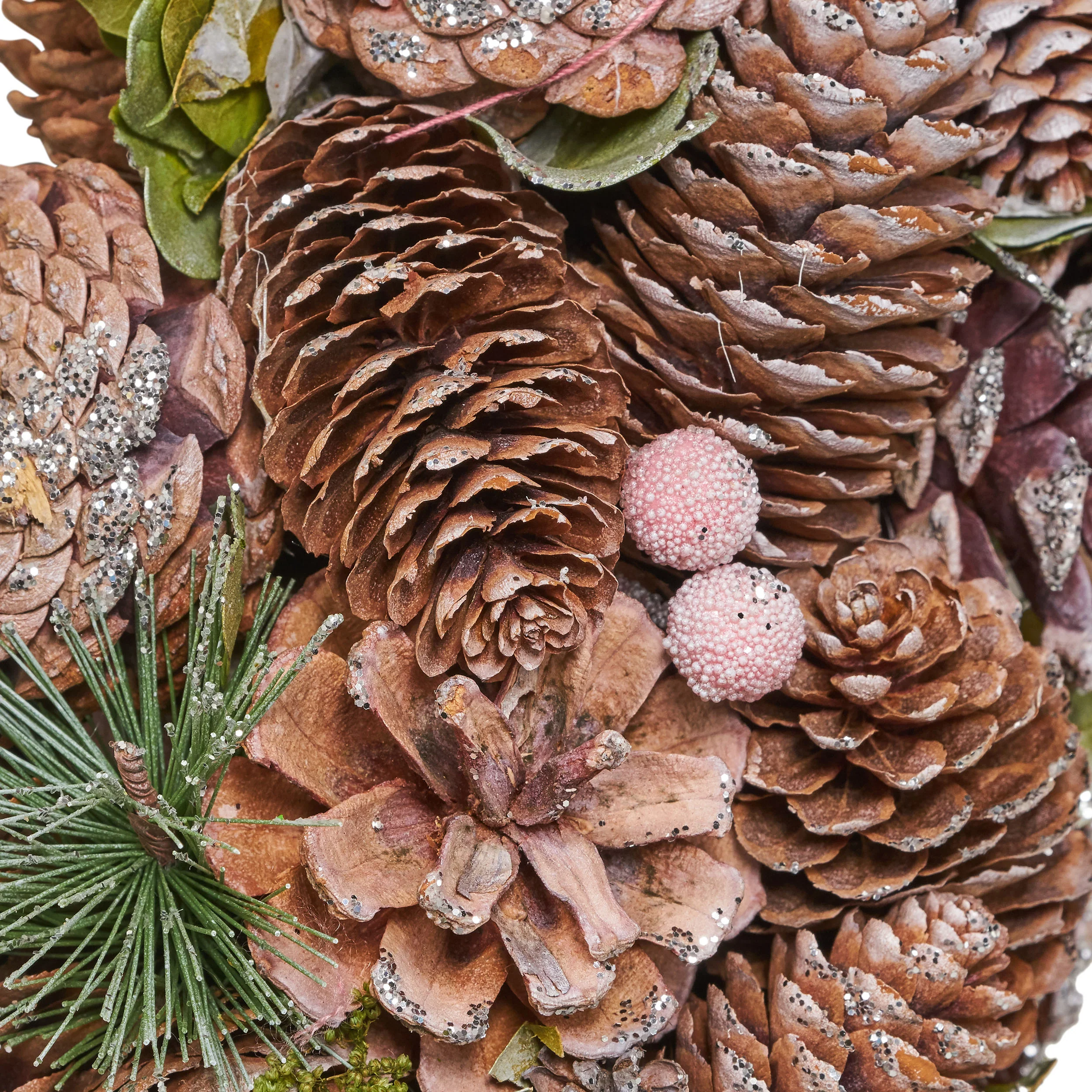 18.5 Inch Artificial Pinecone and Glitter Christmas Wreath - furnishings