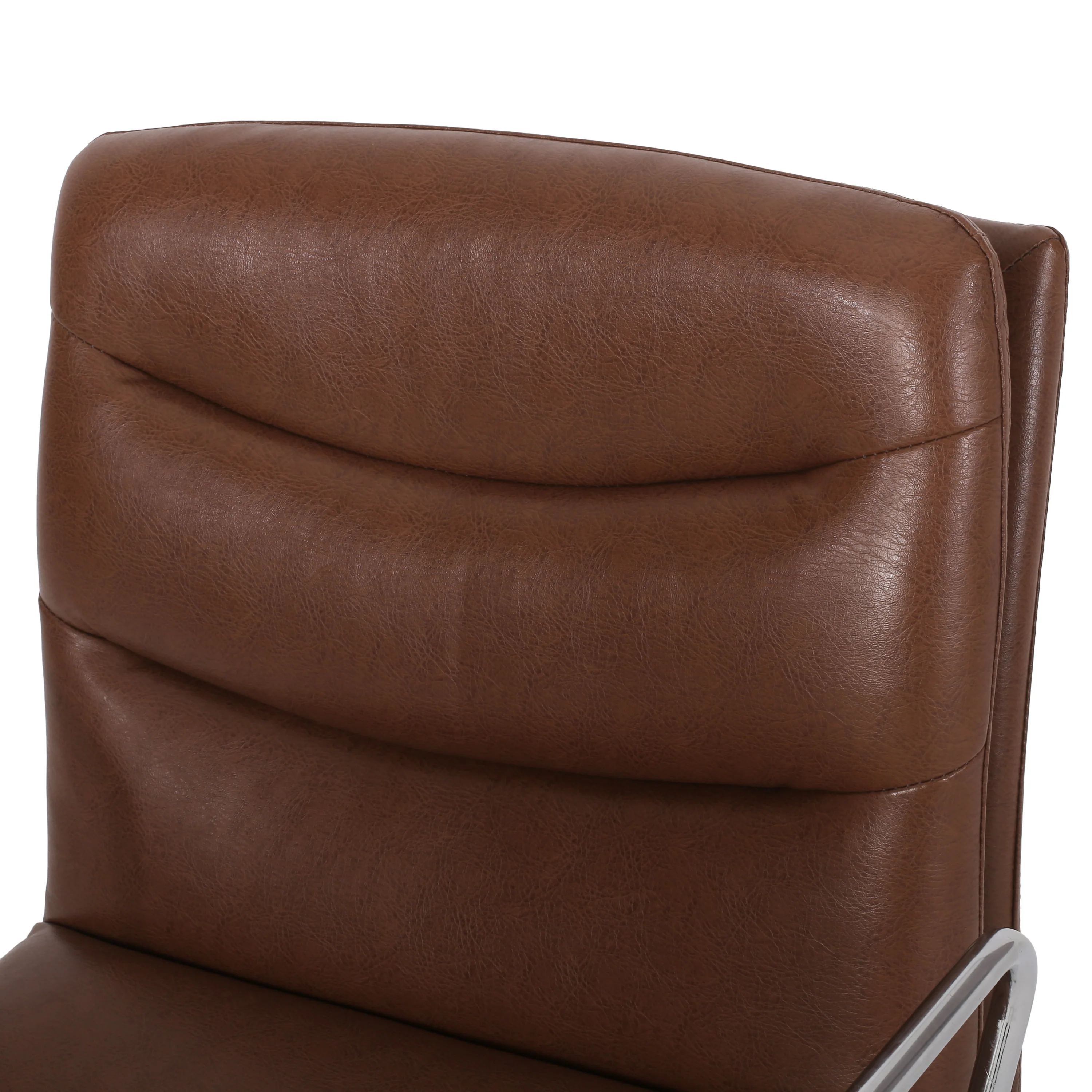 Gould Contemporary Faux Leather Channel Stitch Swivel Office Chair - furnishings