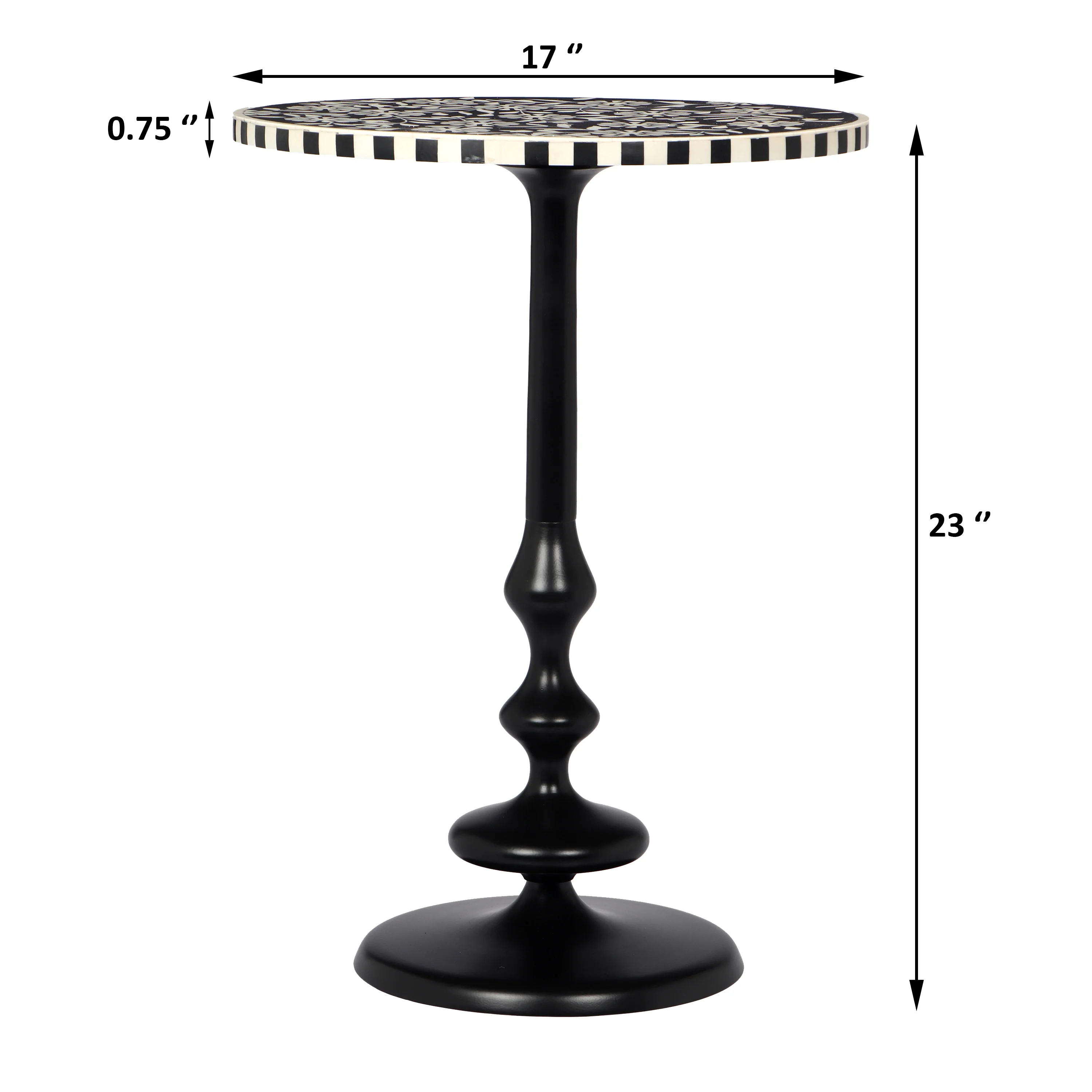 Civona Round End Table Side Table with Geometric Patterned Top - furnishings