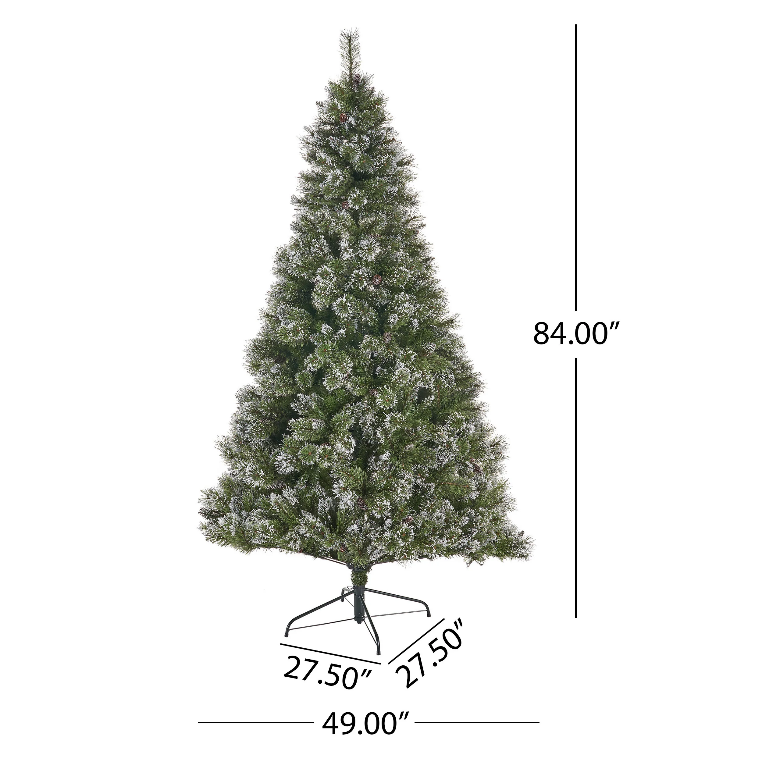 7-foot Cashmere Pine and Mixed Needles Hinged Artificial Christmas Tree with Snow and Glitter Branches and Frosted Pinecones - furnishings