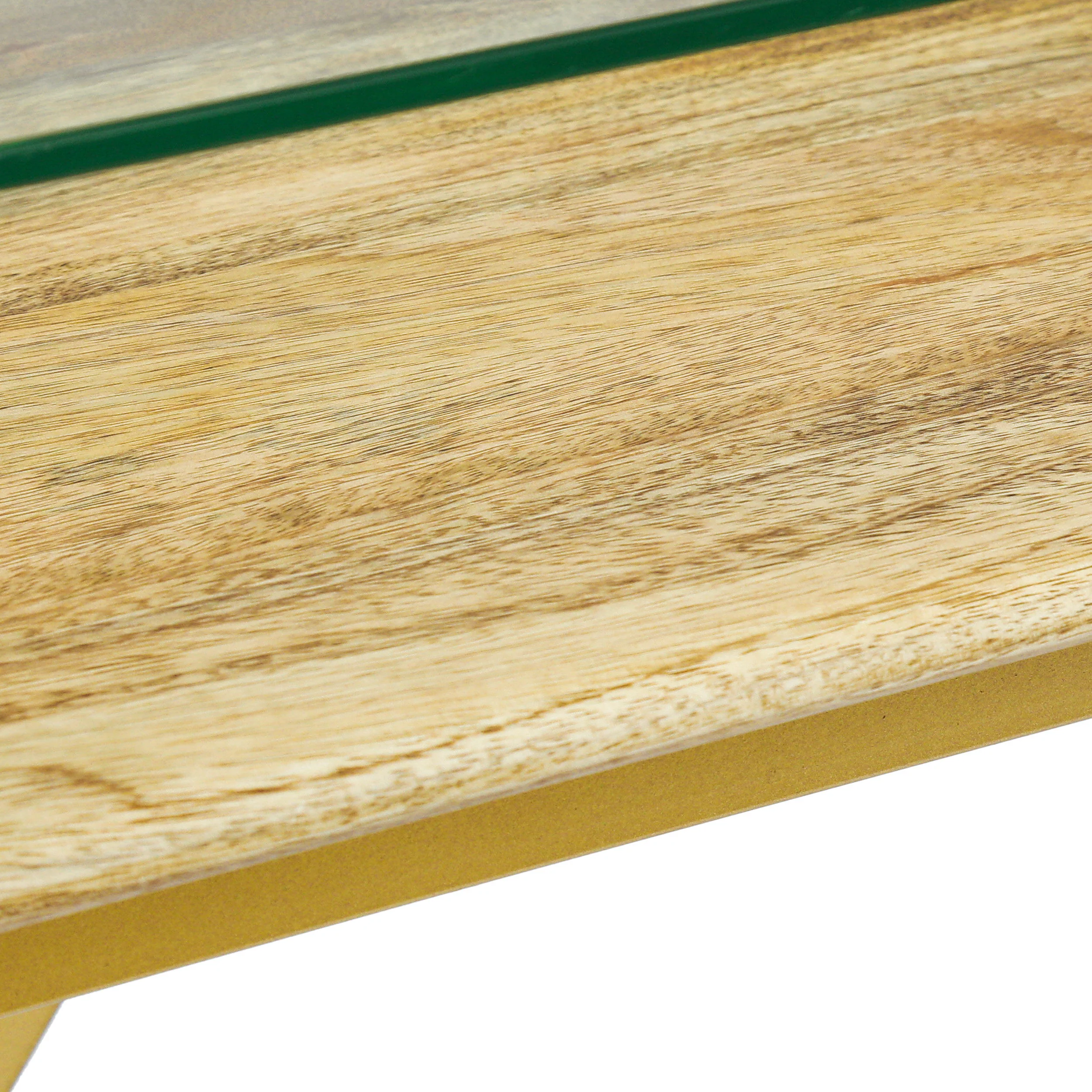 Adena Rustic Glam Handmade Glass Top Console Table, Honey Brown and Gold - furnishings