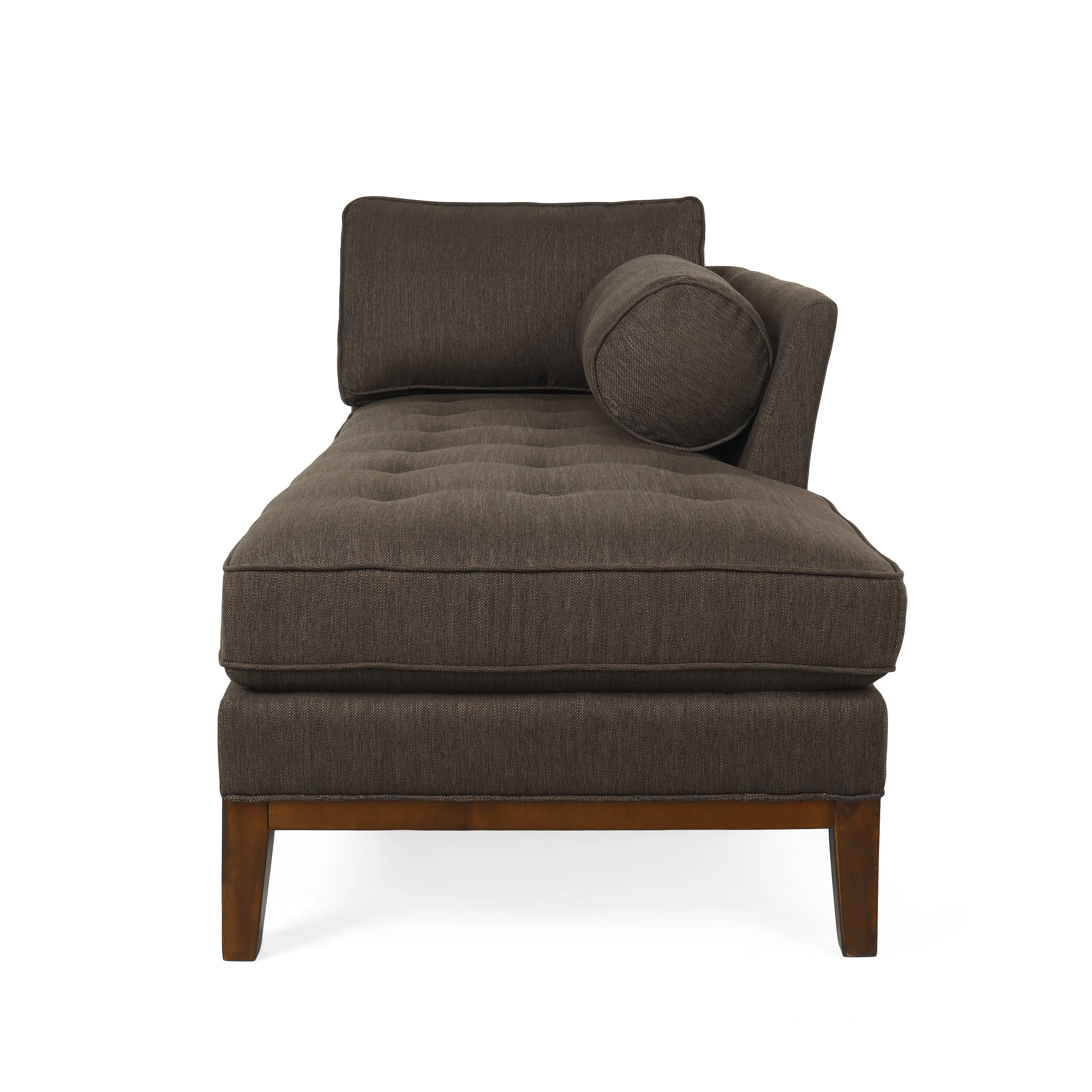 Neel Contemporary Fabric Tufted Chaise Lounge with Bolster Pillow - furnishings