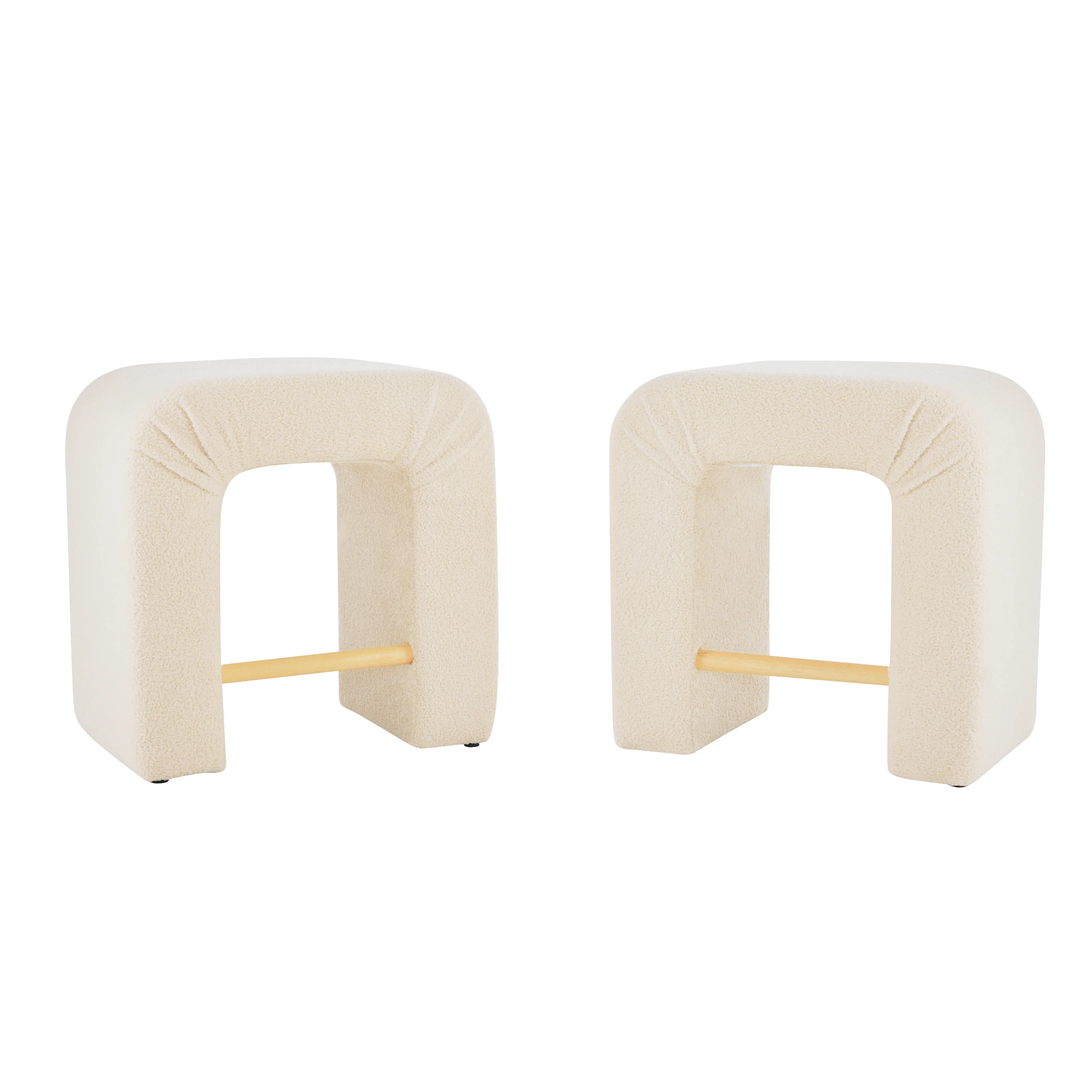 Ridgea Upholstered Boucle Stools with Footrest - furnishings