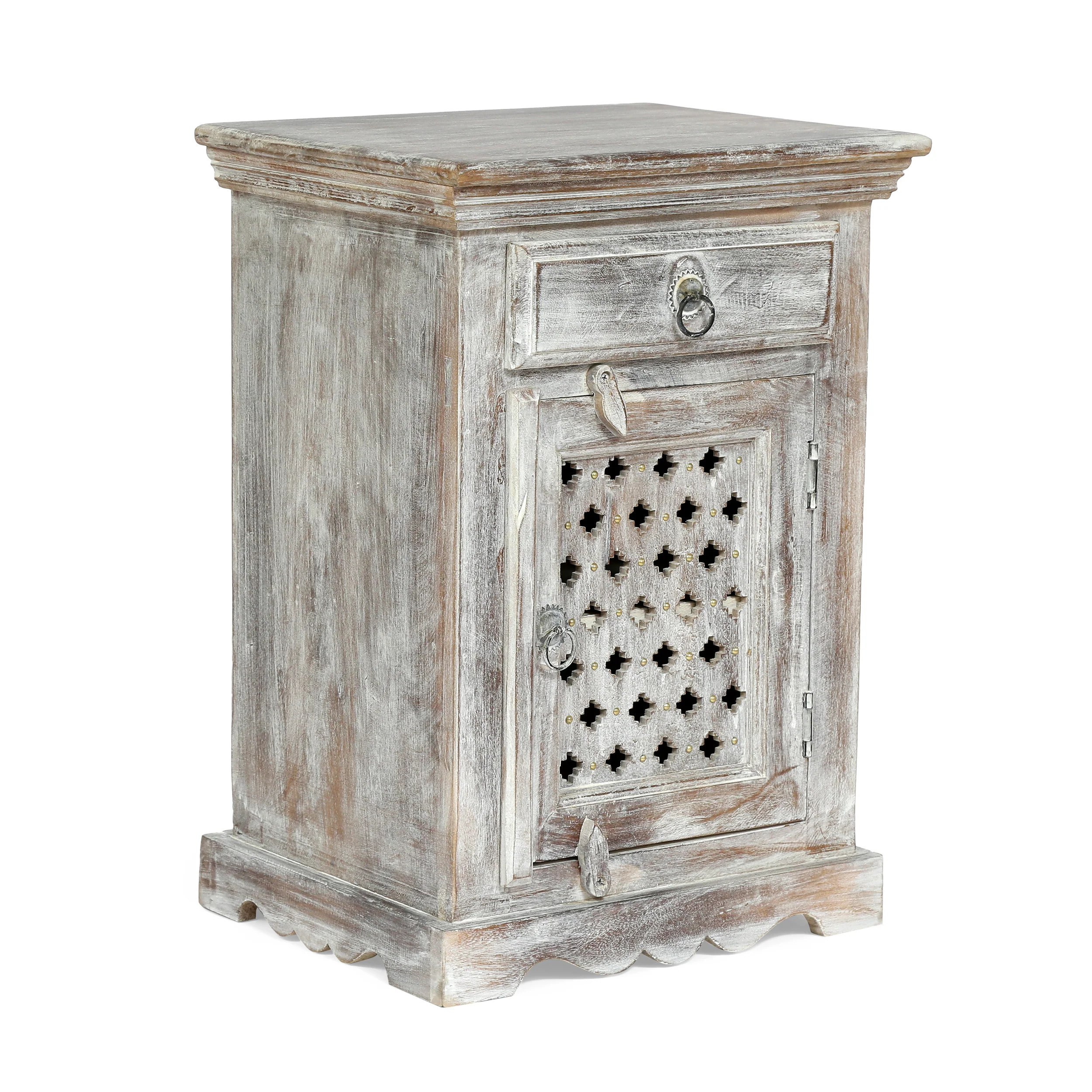 Chaves Handcrafted Boho Mango Wood Nightstand - furnishings