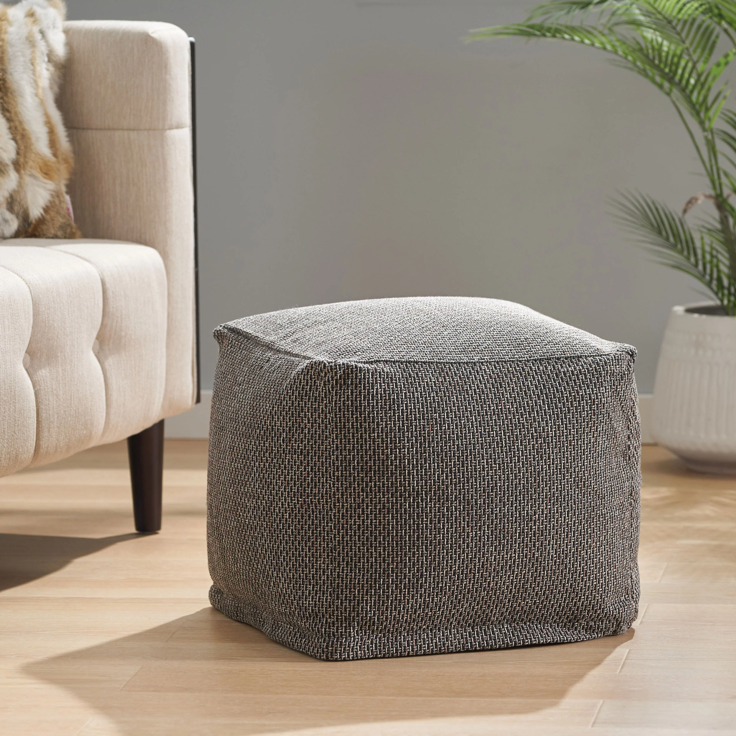 Larrick Contemporary Fabric Pouf - furnishings