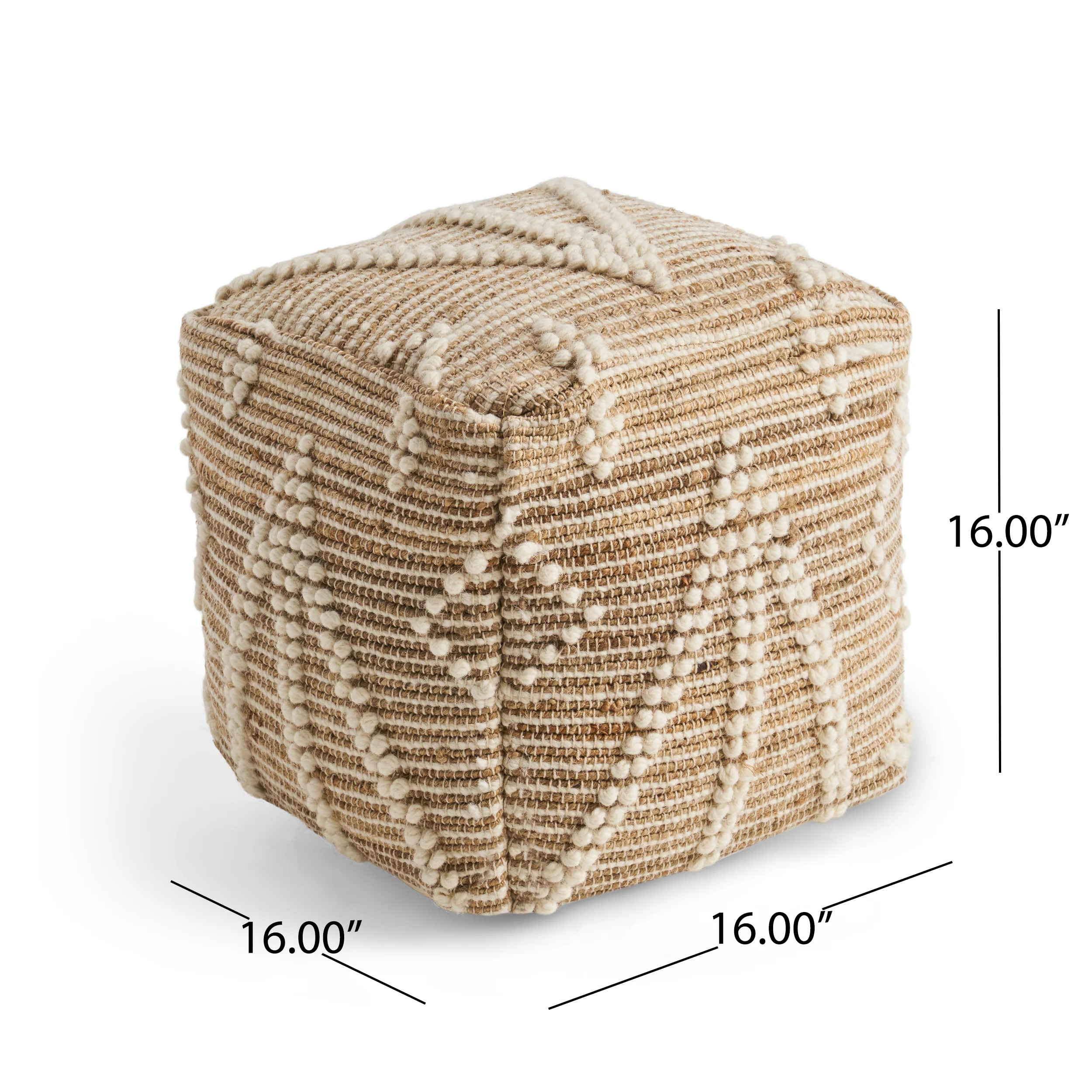 Khalila Boho Wool and Cotton Ottoman Pouf - furnishings