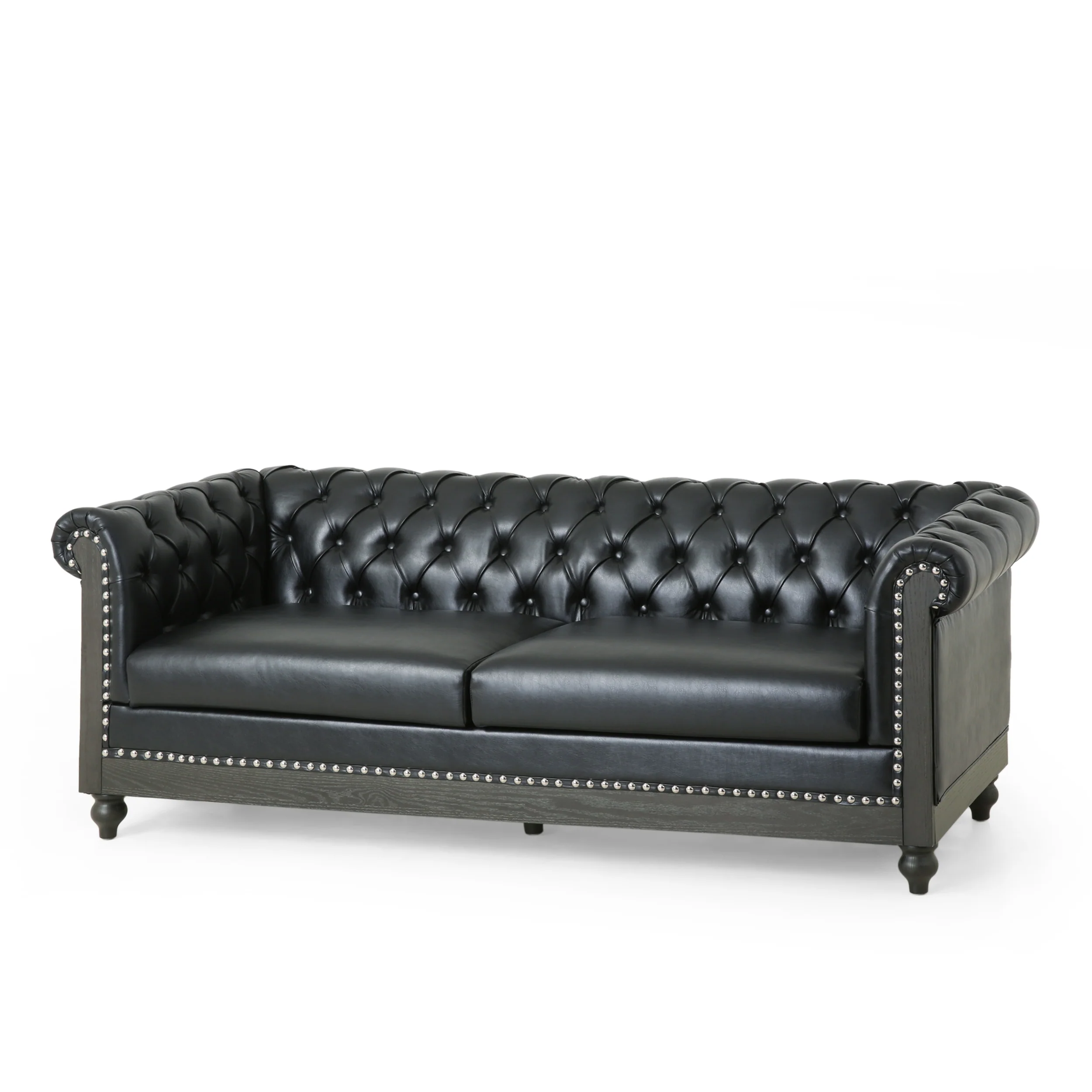 Kinzie Chesterfield Tufted 3 Seater Sofa with Nailhead Trim - furnishings