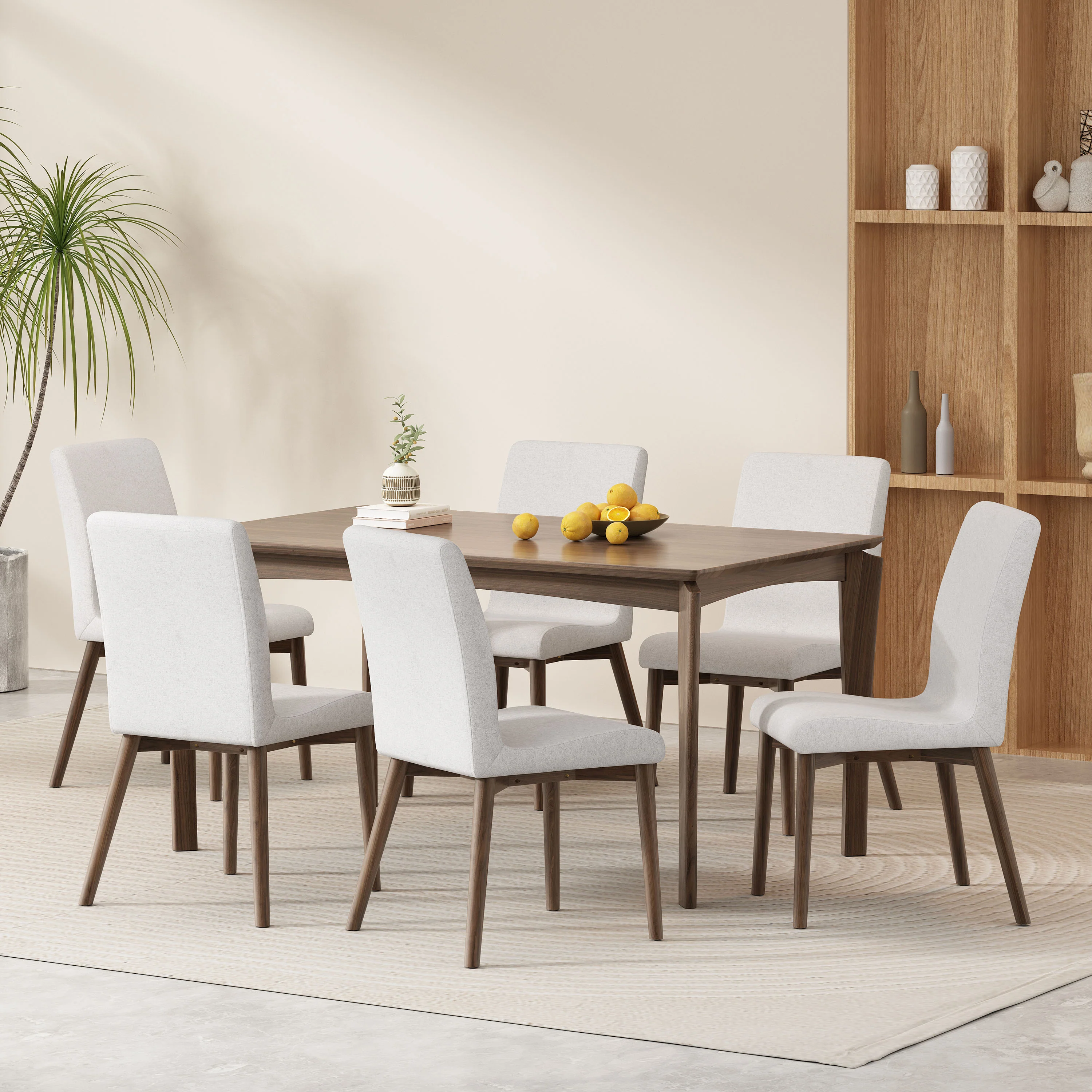 Amesbury Wood and Fabric 7 Piece Dining Set - furnishings
