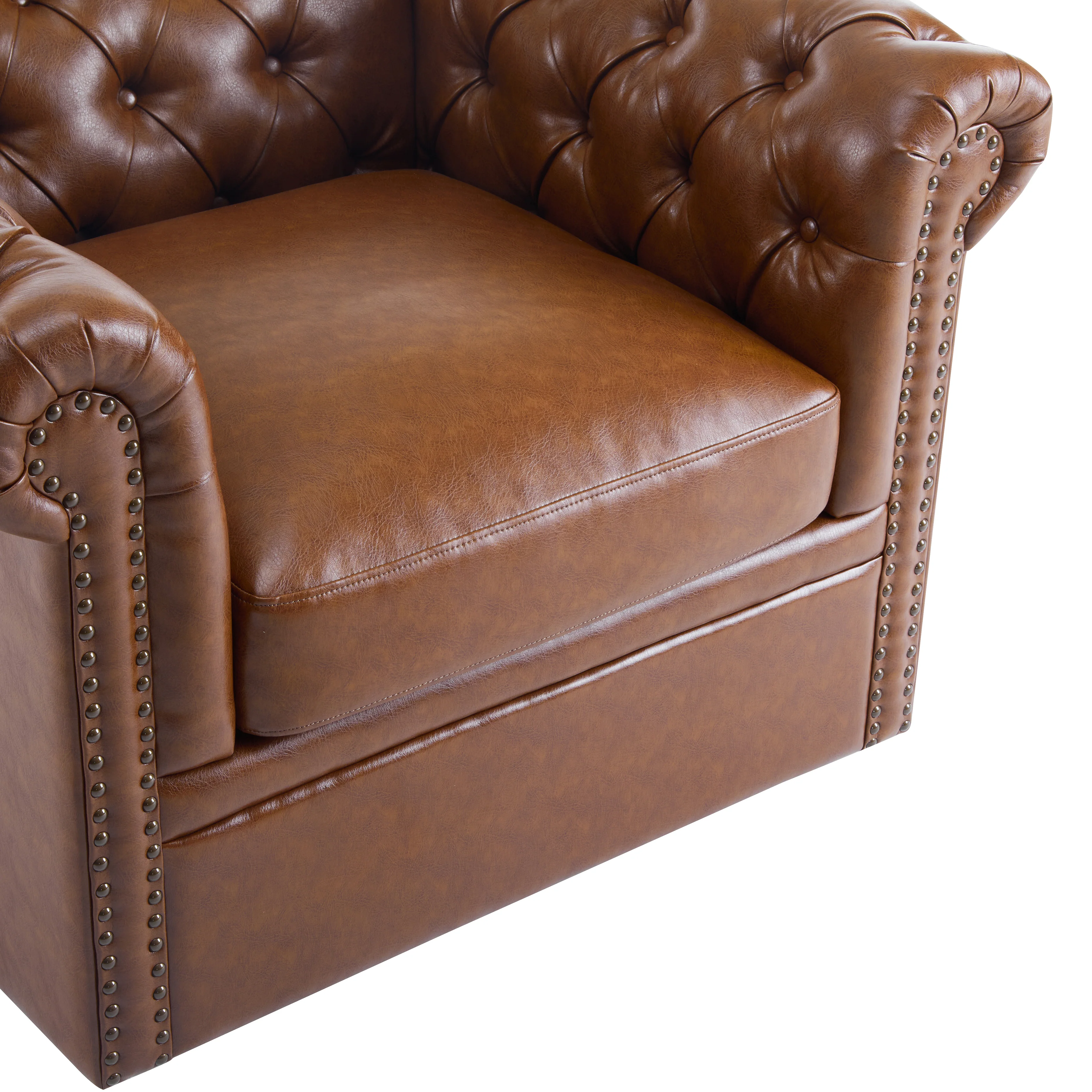 Lily Upholstered Tufted Chesterfield Swivel Club Chair - furnishings