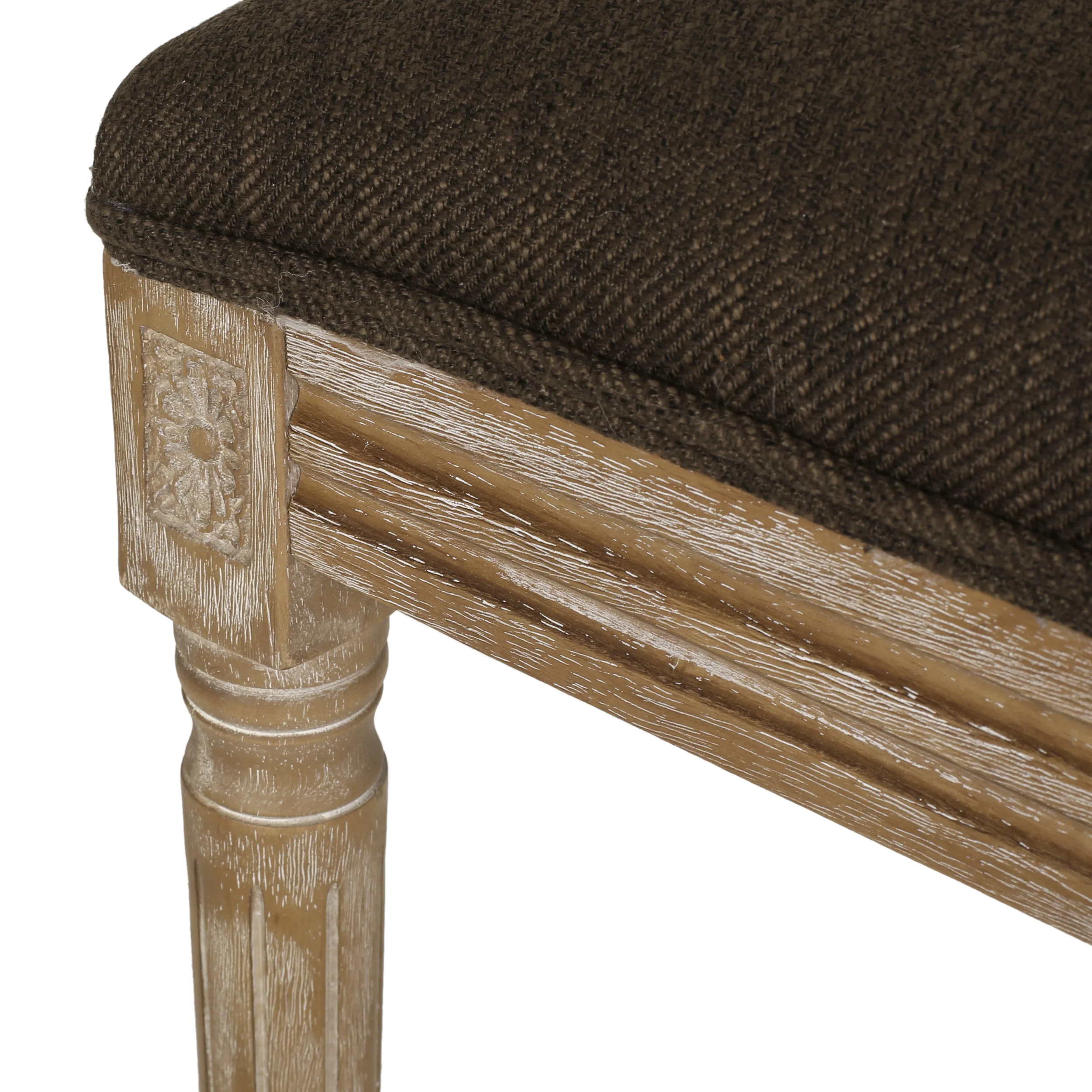 Merlene French Country Fabric Upholstered Wood 5 Piece Circular Dining Set - furnishings