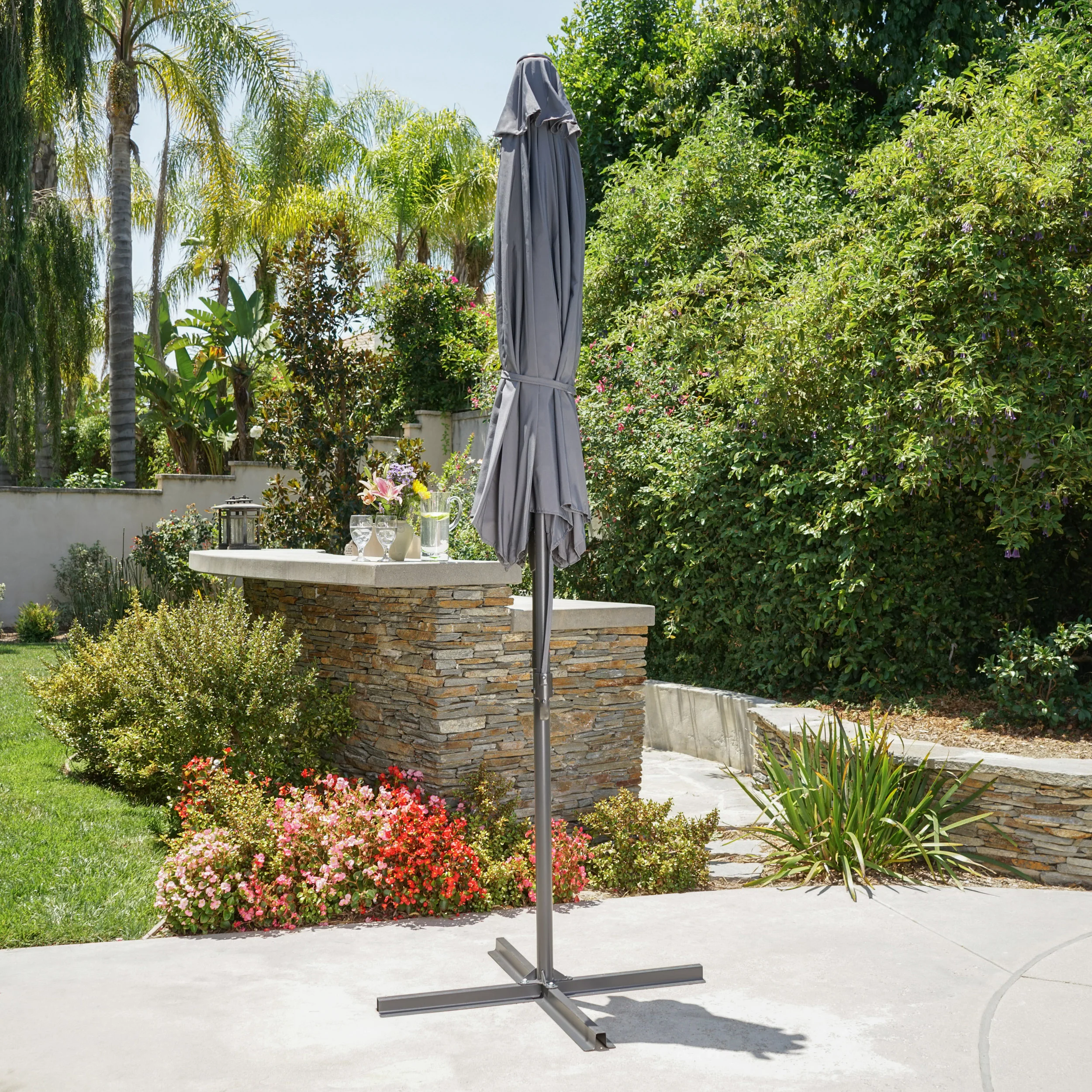 Sloane Outdoor Water Resistant Steel Frame Banana Sun Canopy - furnishings