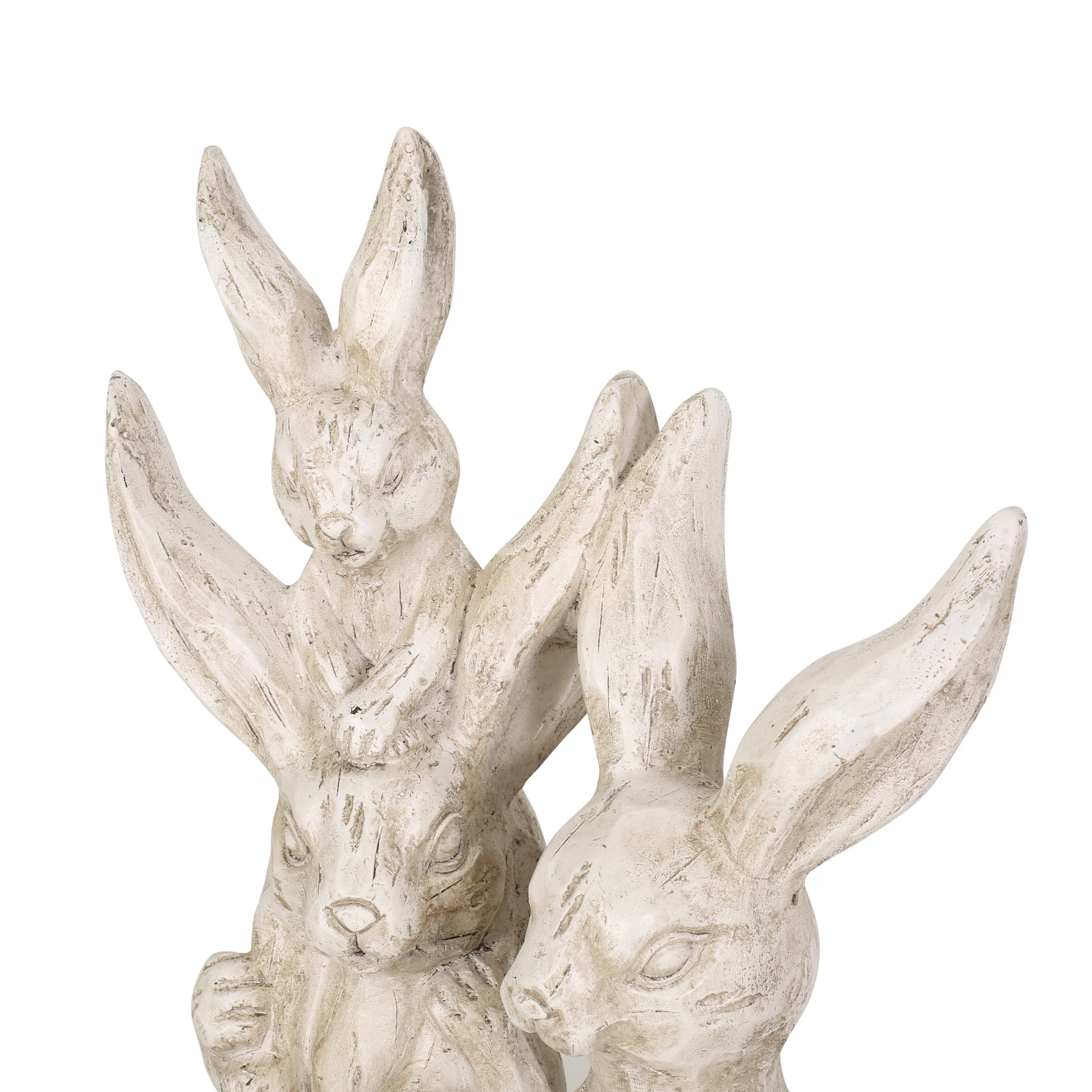 Reser Outdoor Rabbit Family Garden Statue, White - furnishings