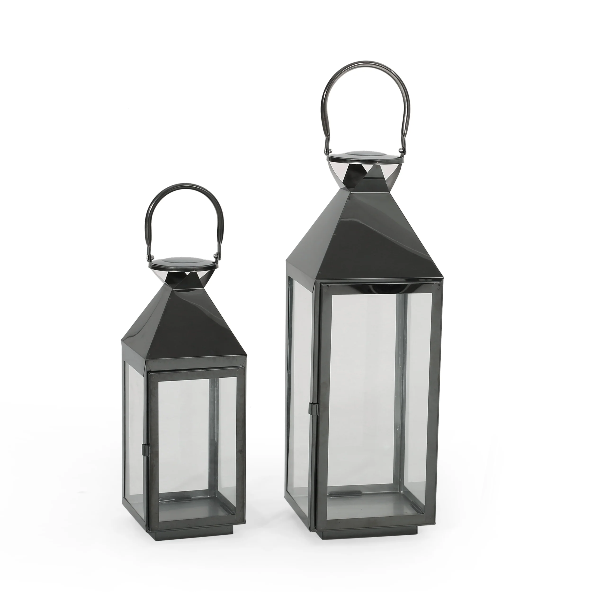 Cassien Modern Stainless Steel Lantern Set - furnishings